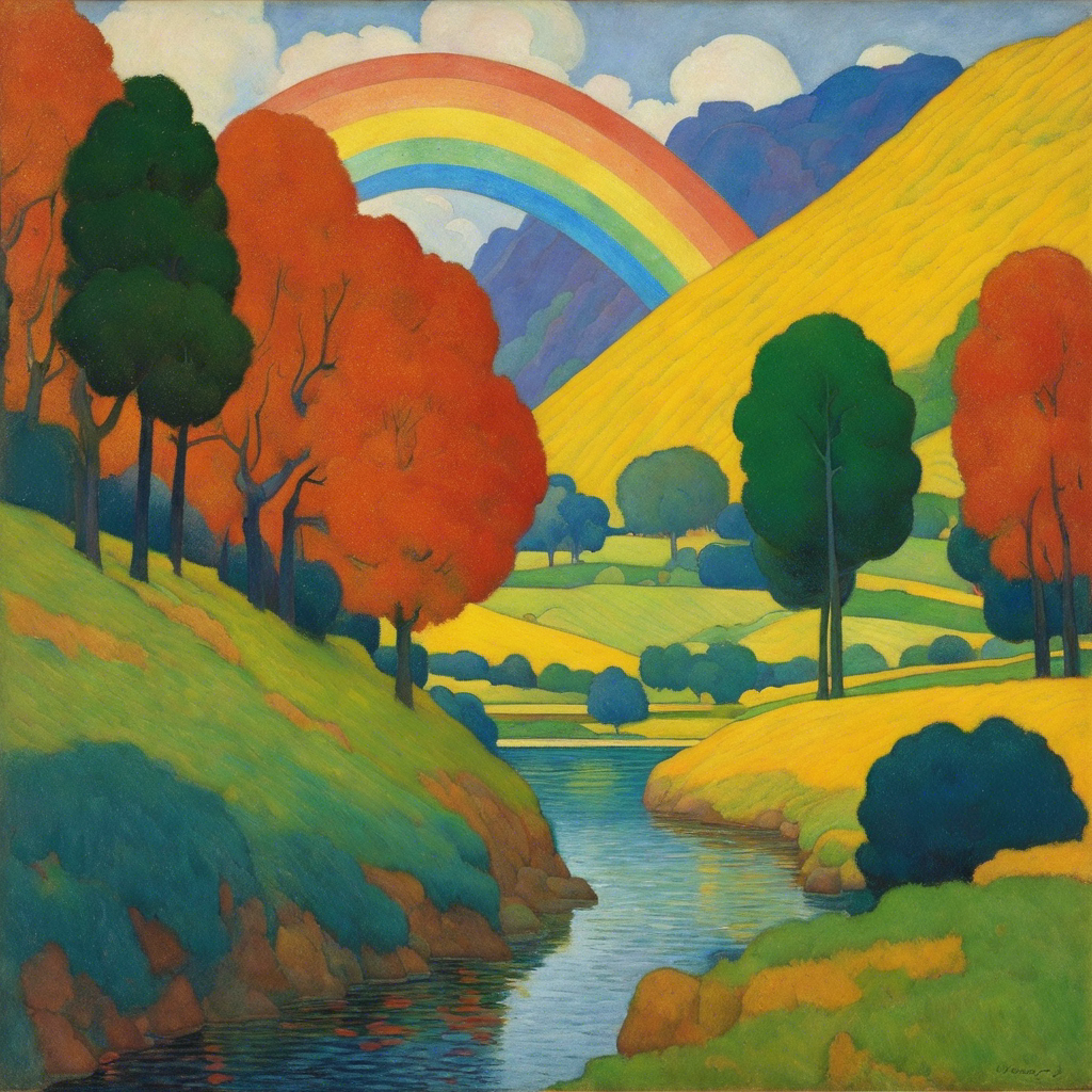 Simbolismo con colori vivaci e forme semplificate, Arcobaleno - Poster