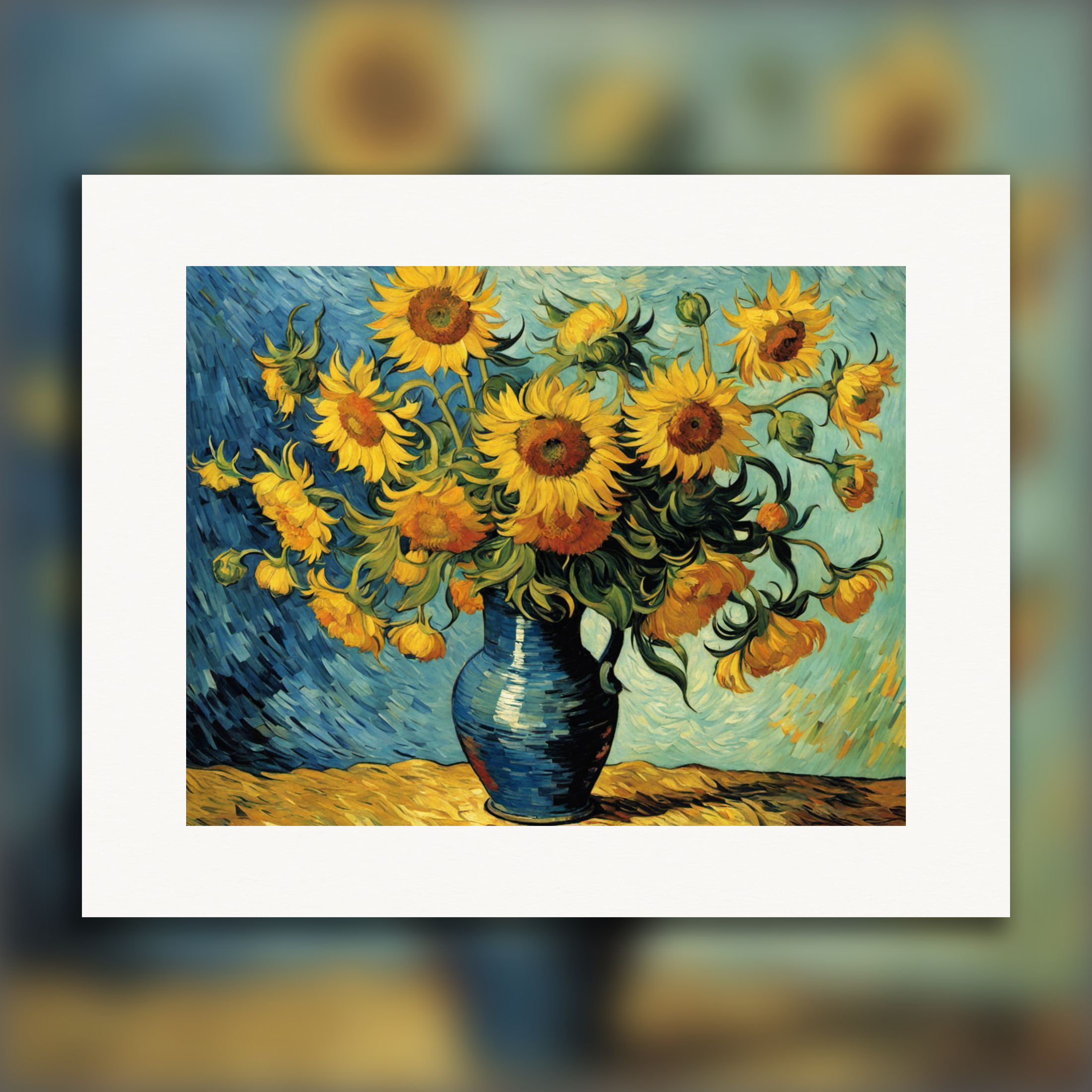 Pittura che cattura la turbolenza appassionata della natura e dell'emozione umana, girasoli - Poster