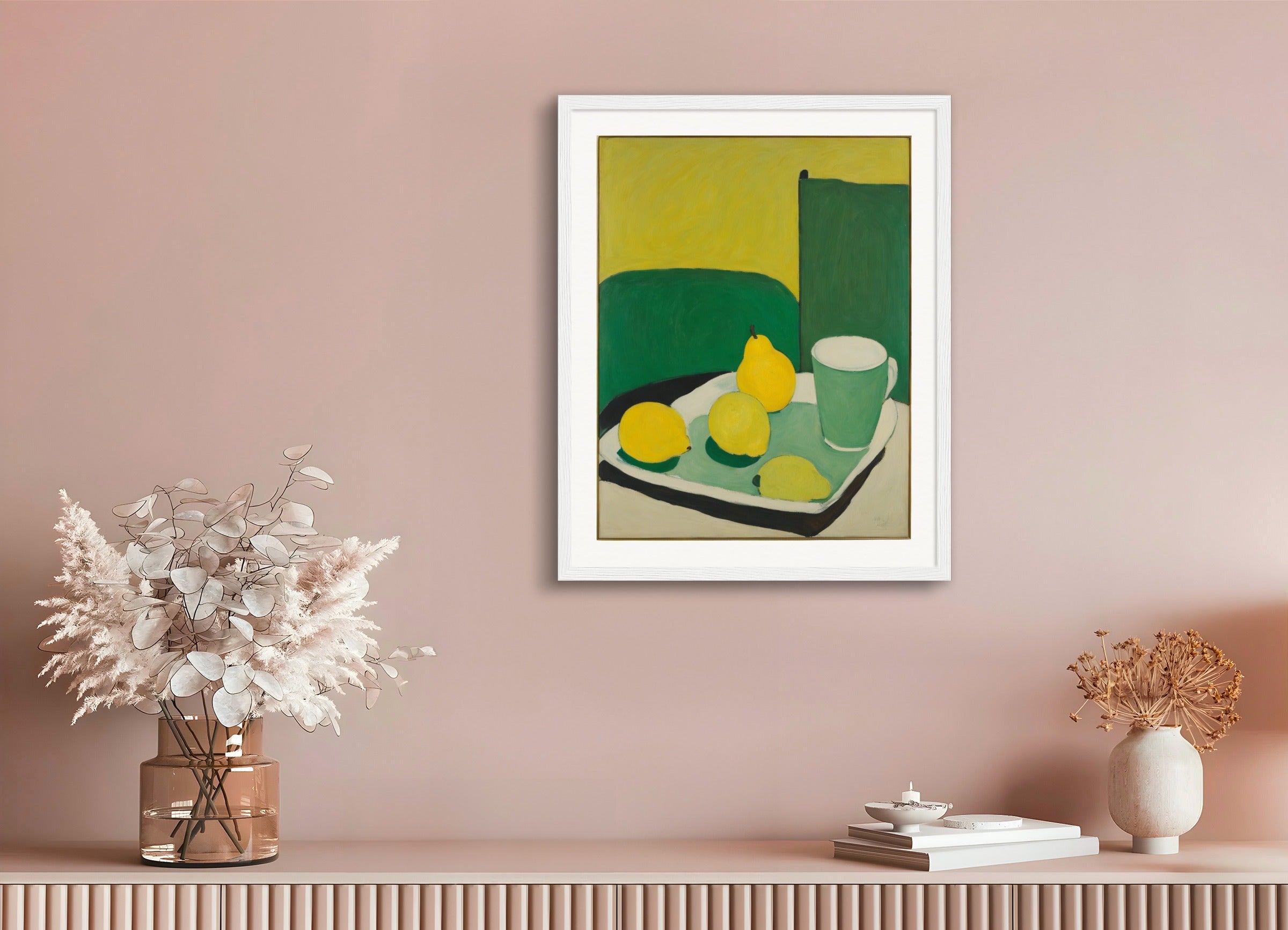 Poster with wood frame: American intimate figurative, abstract trend,