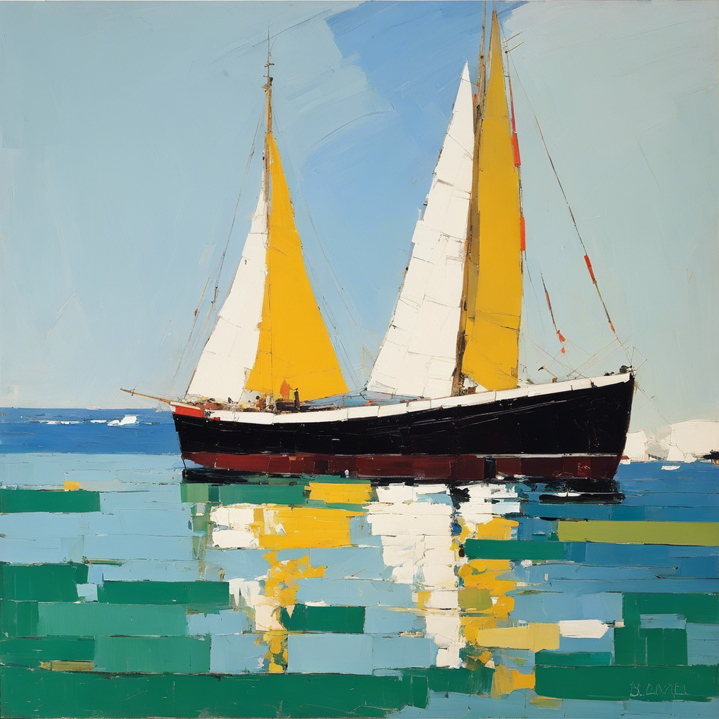 Arte astratta, barca a vela - Poster