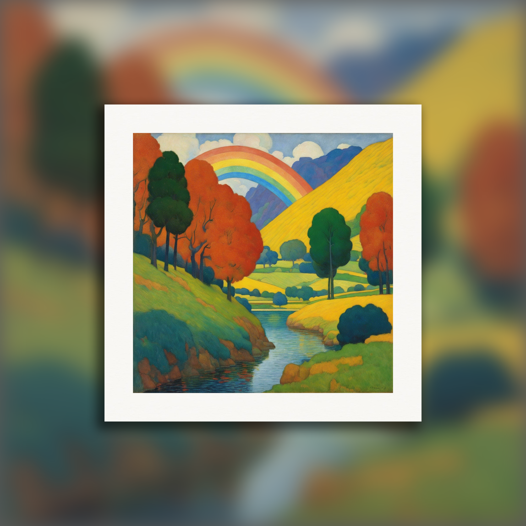 Simbolismo con colori vivaci e forme semplificate, Arcobaleno - Poster