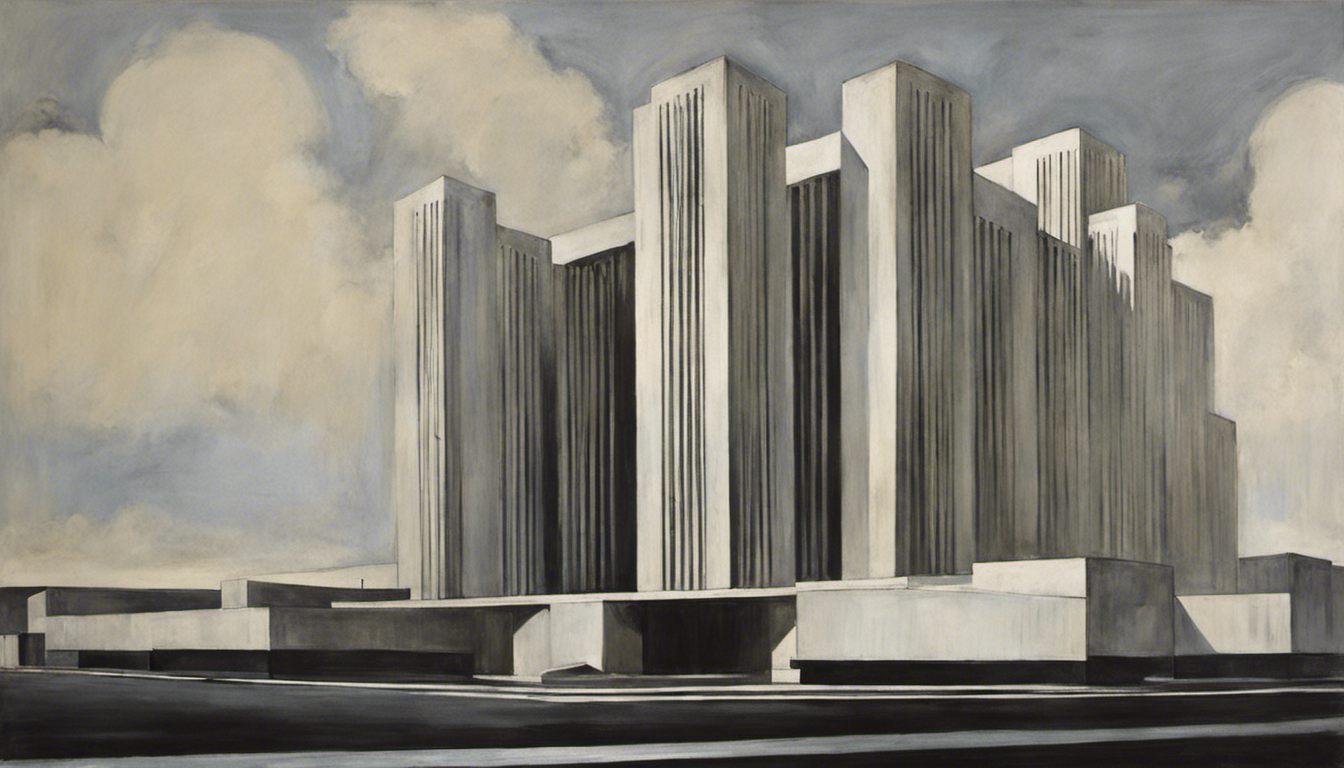 Ritratti espressionisti androgini americani dei primi del Novecento, architettura brutalista - Poster