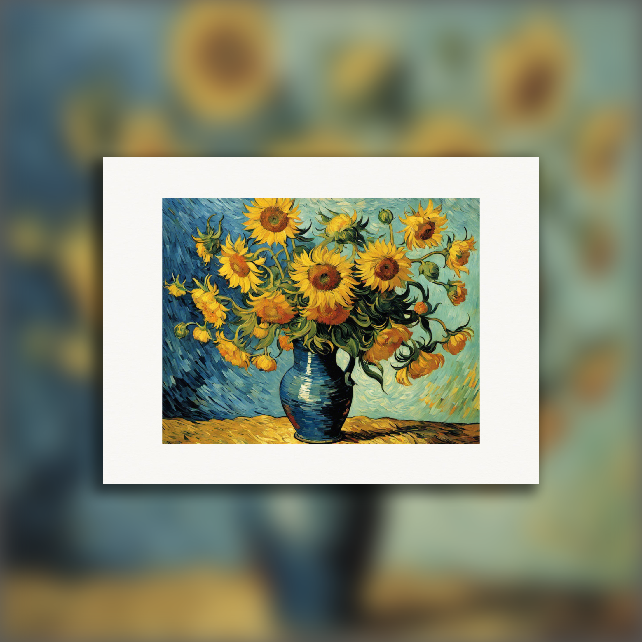 Pittura che cattura la turbolenza appassionata della natura e dell'emozione umana, girasoli - Poster