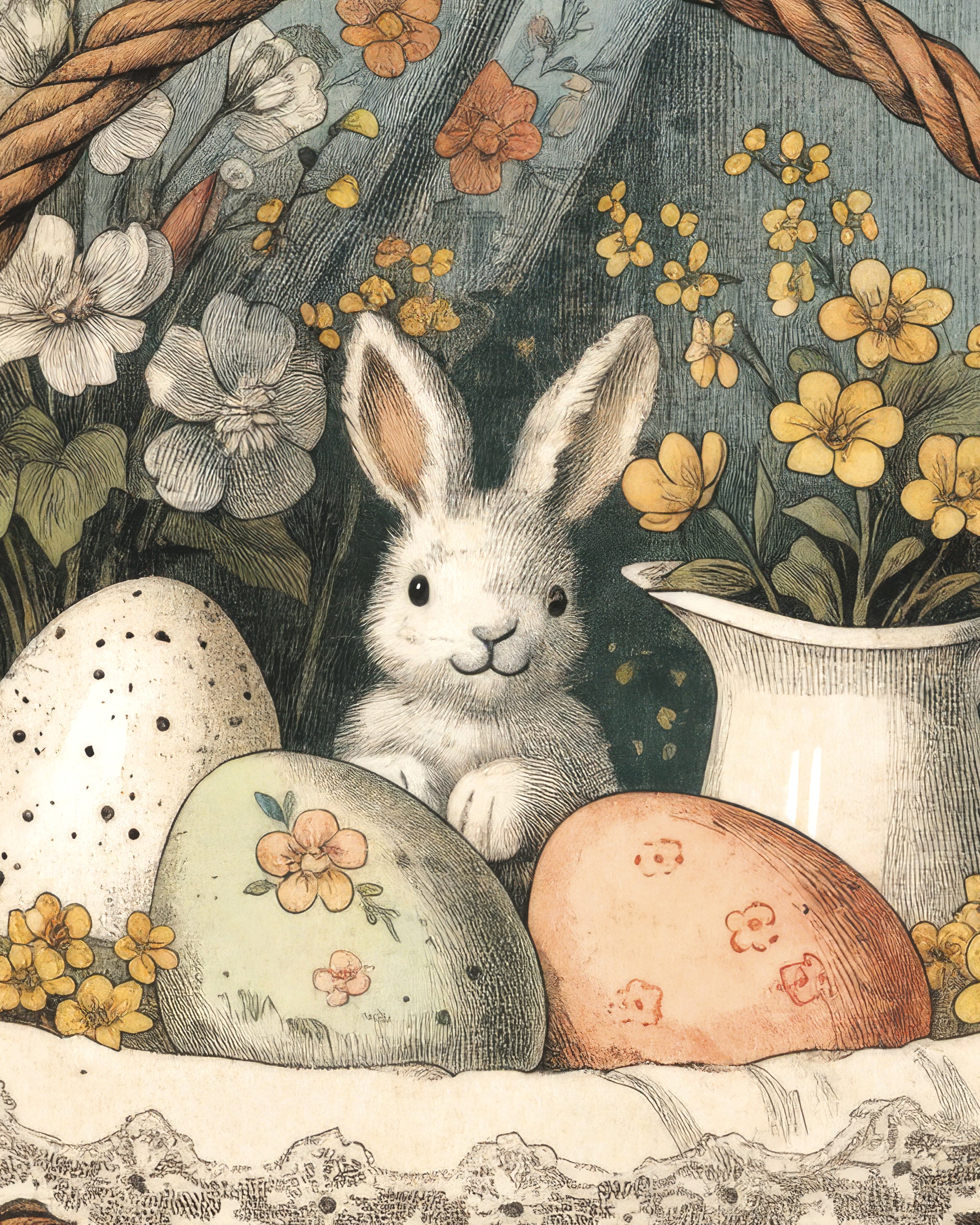 Poster Coniglietto Nel Cesto Di Pasqua