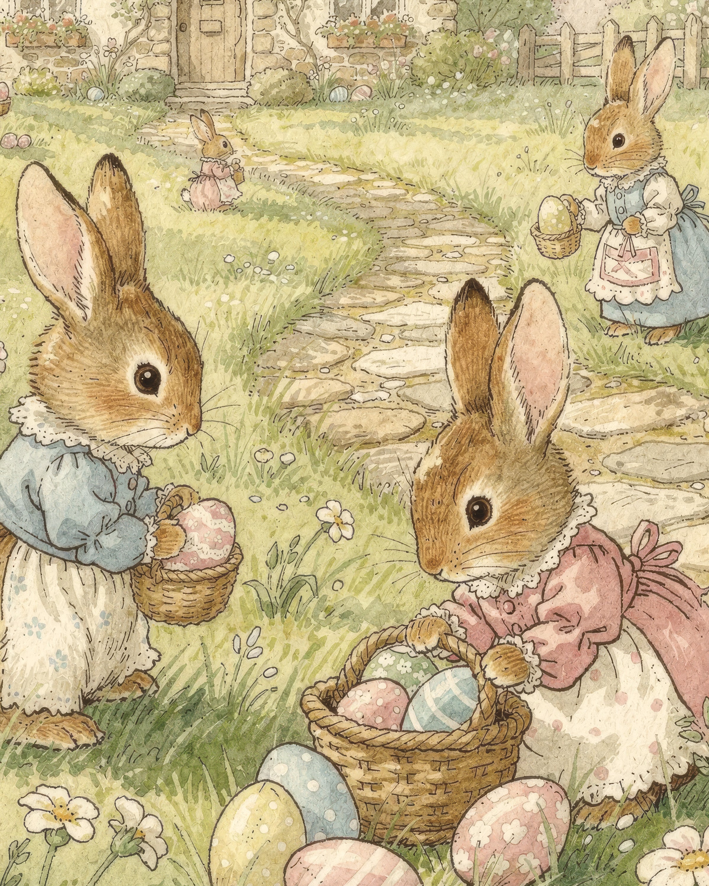 Coniglietti di Pasqua al Cottage - Poster