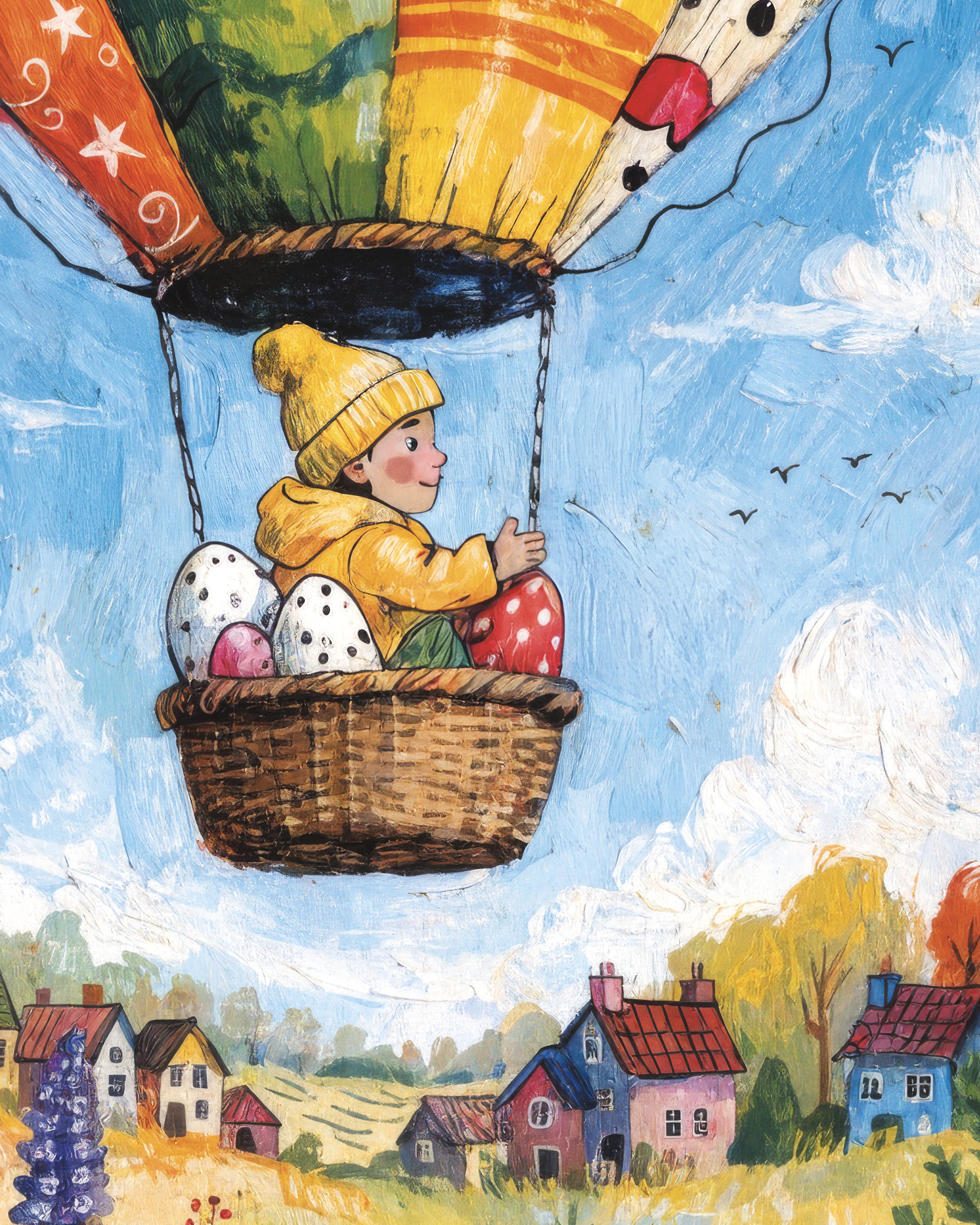 Poster Giro in Mongolfiera di Pasqua con Uova Dipinte