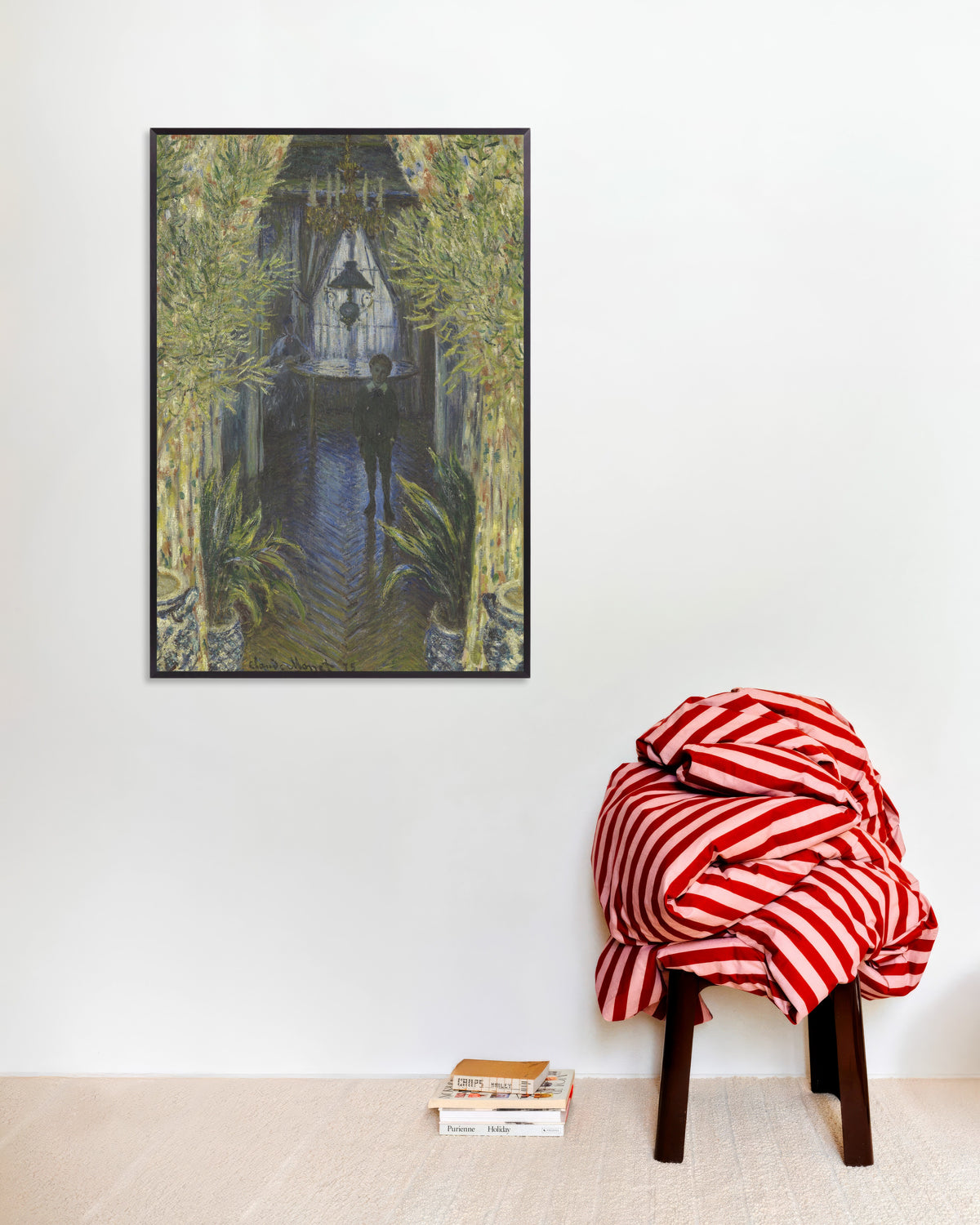 Poster Un angolo dell'appartamento (1875) di Claude Monet con cornice in metallo