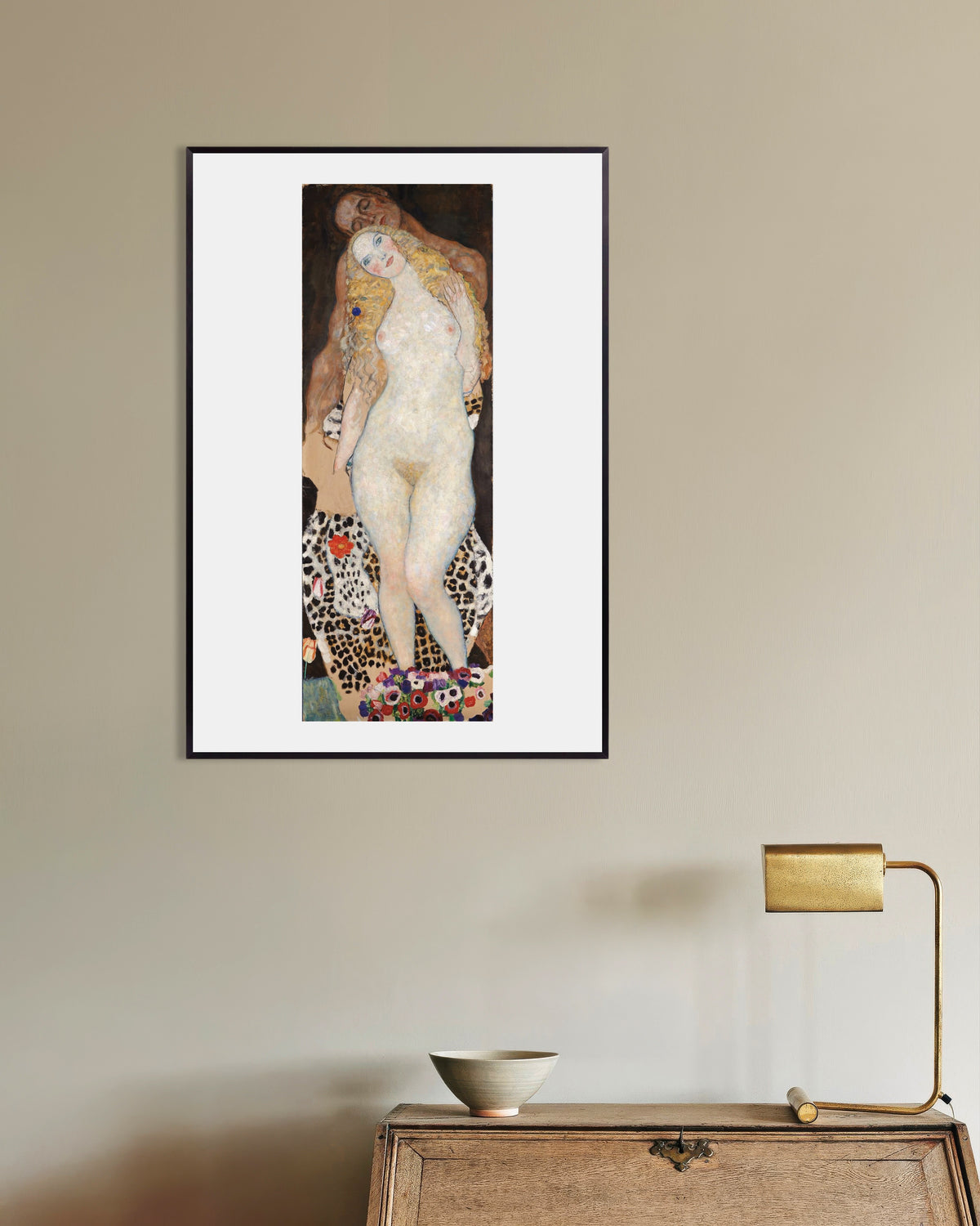 Poster Adamo ed Eva (1917–1918) di Gustav Klimt con cornice in metallo
