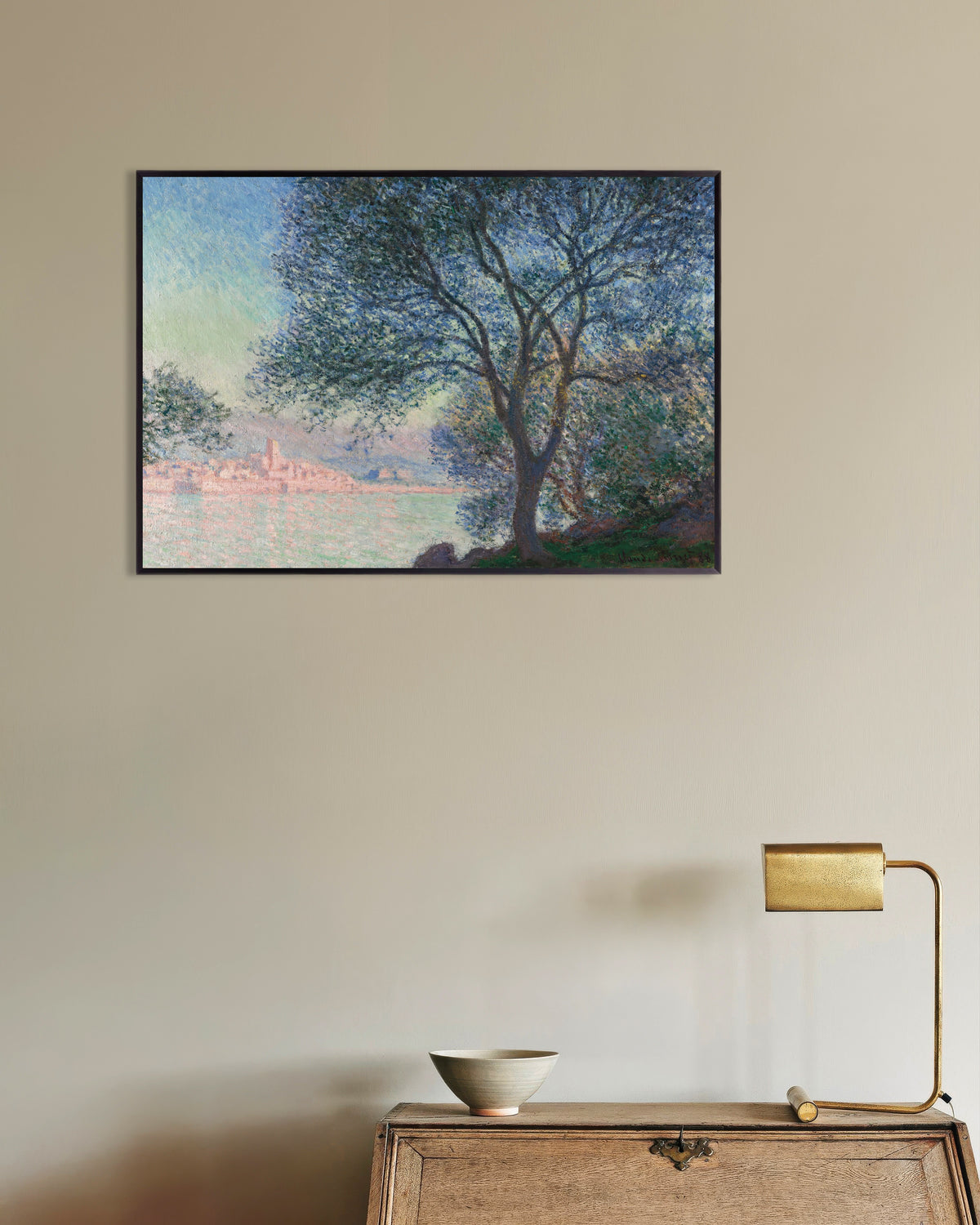 Poster Antibes vista da La Salis (1888) di Claude Monet con cornice in metallo