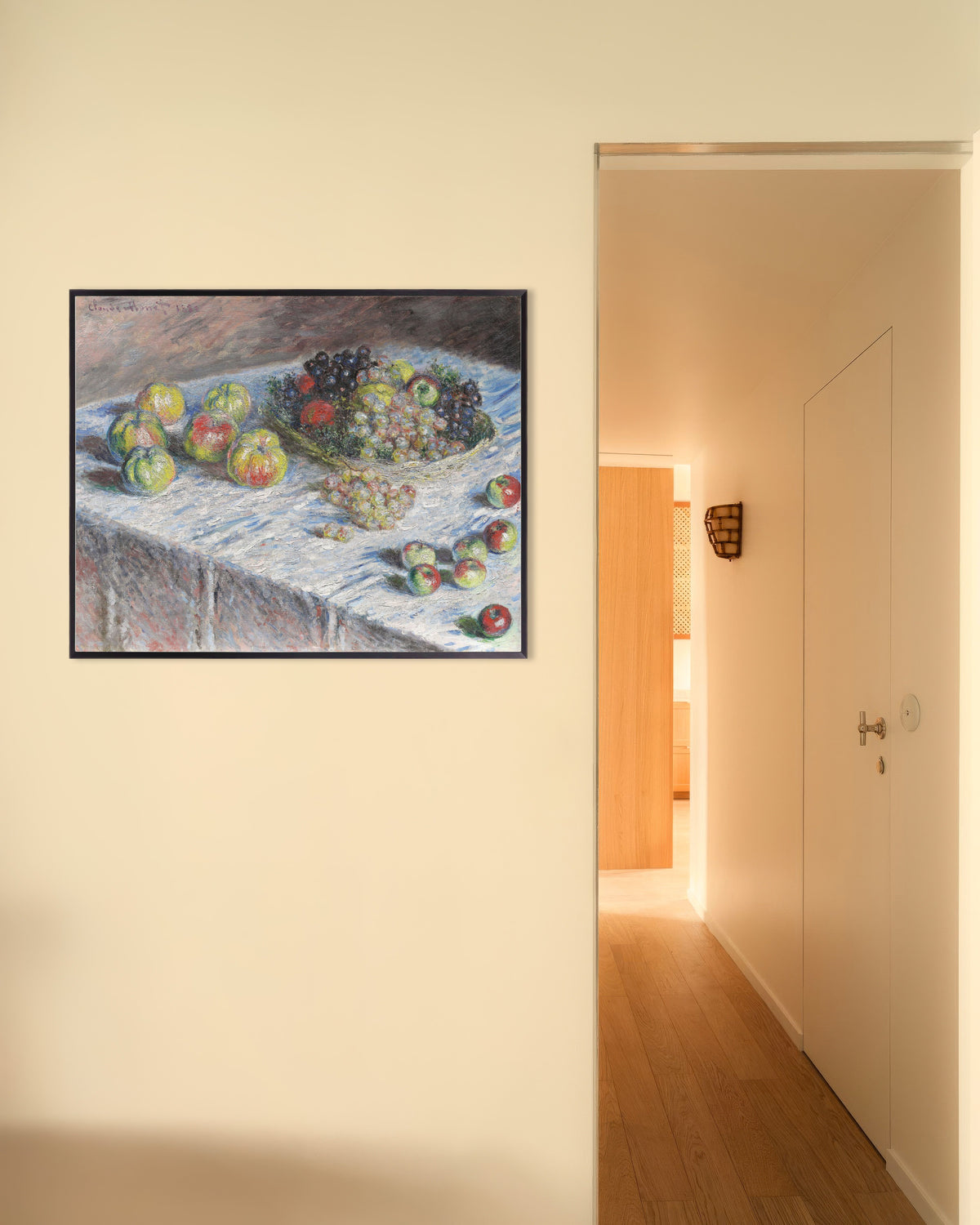 Poster Mele e uva (1880) di Claude Monet con cornice in metallo