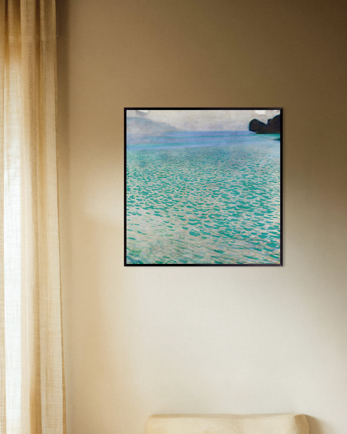 Poster Attersee (1900) di Gustav Klimt con cornice in metallo