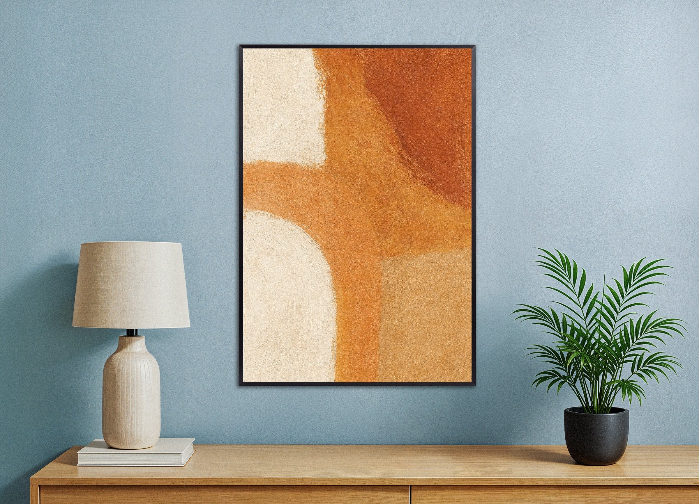 Poster of Autumnal Vibes – textured abstract poster in warm tones, with metal frame