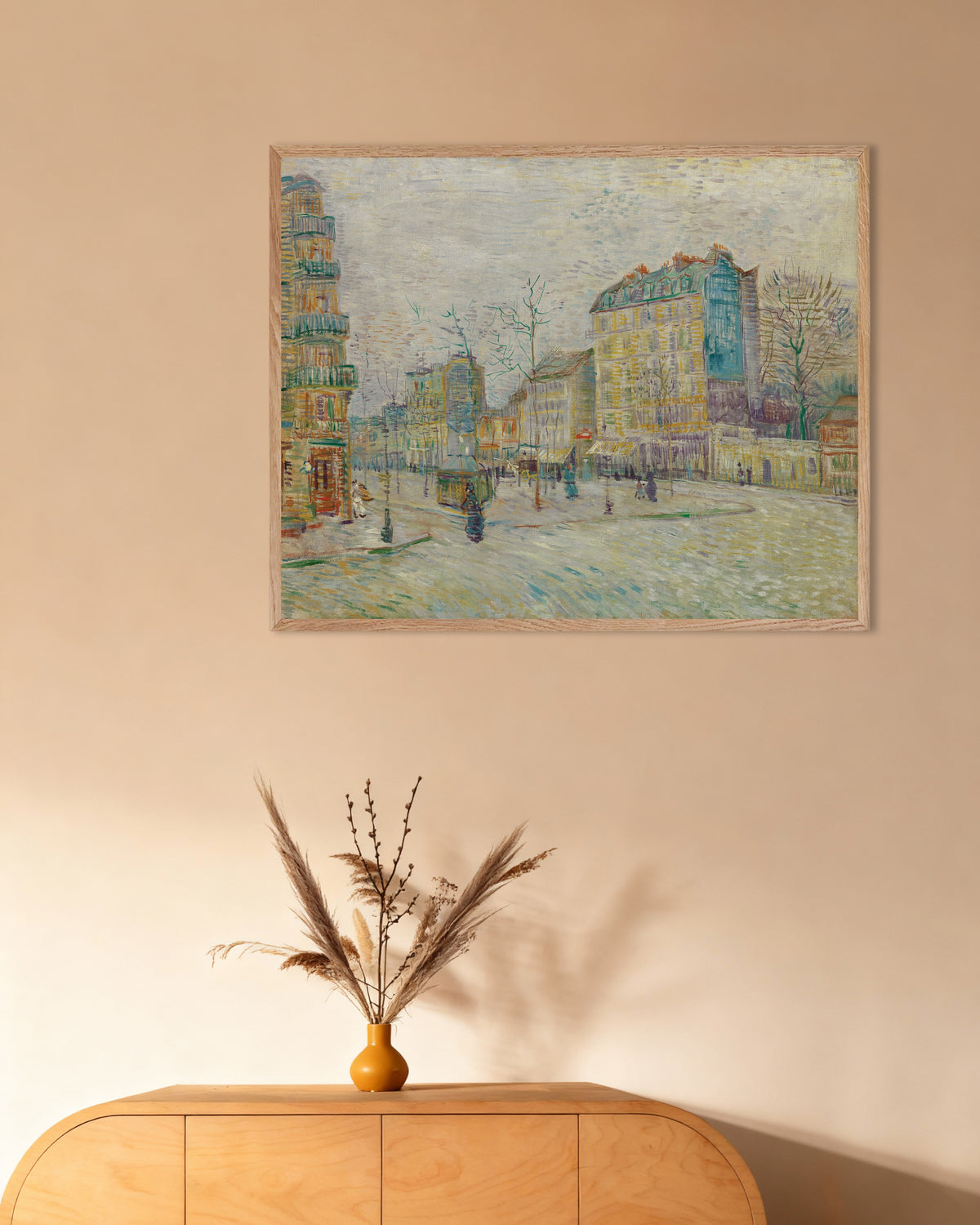Poster di Boulevard de Clichy (1887) di Vincent van Gogh, con cornice in legno naturale