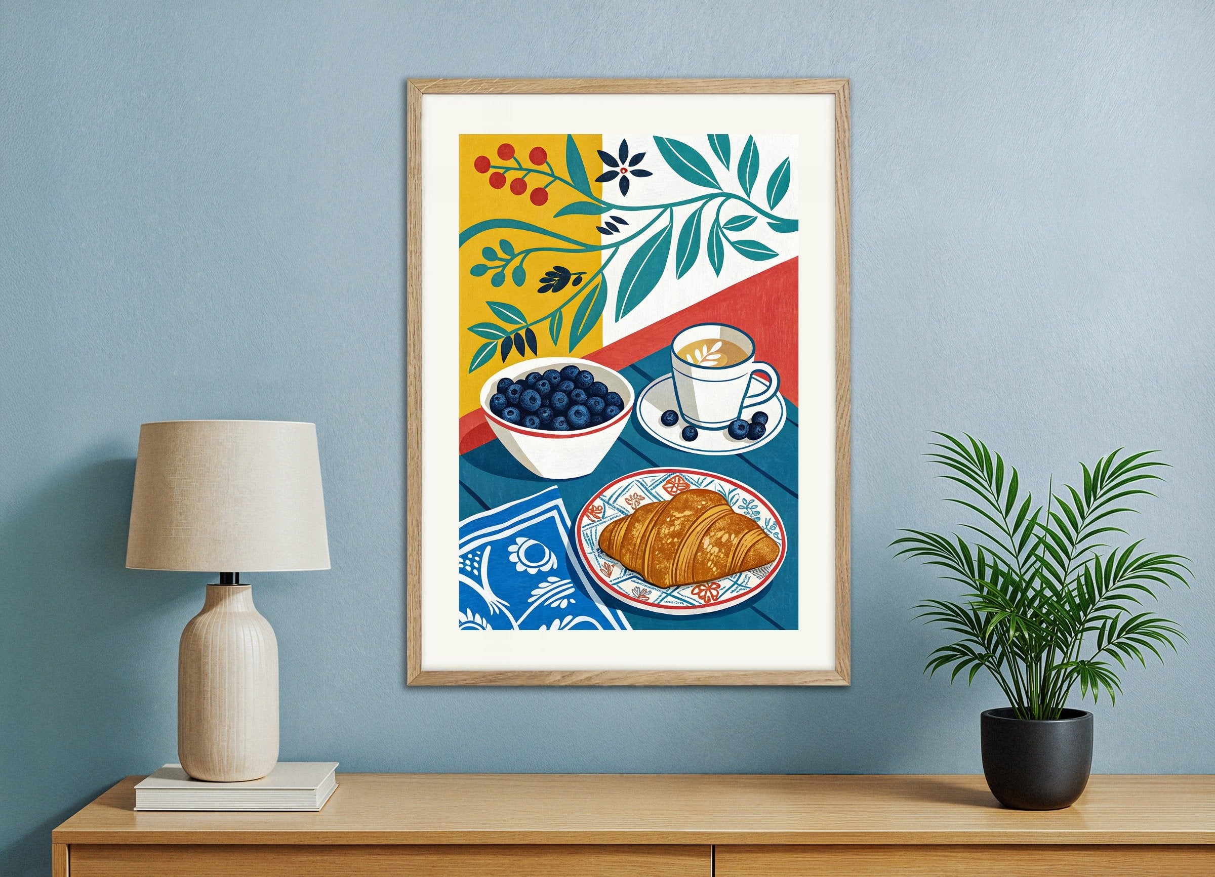 Poster of Breakfast poster, with natural wooden frame