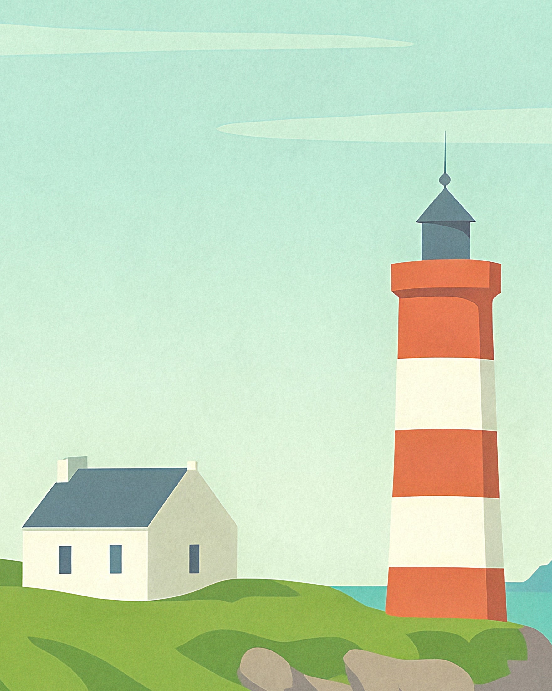 Poster Faro di Brittany - Stampe di Viaggio sulla Costa Francese