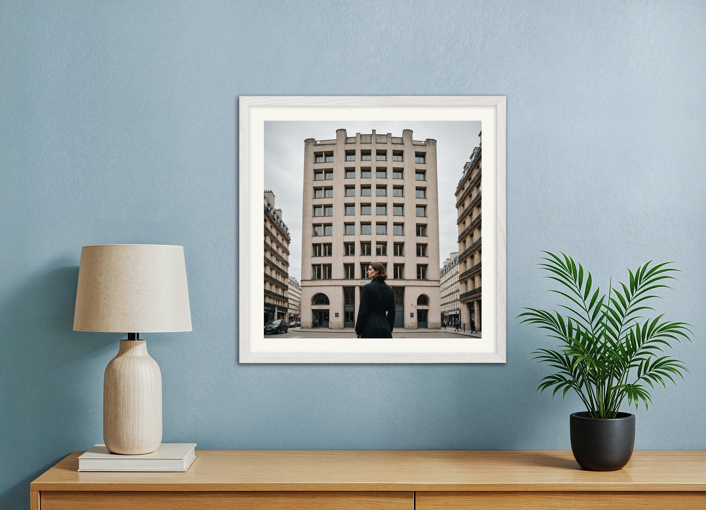 Poster of Brutalism, with white wooden frame