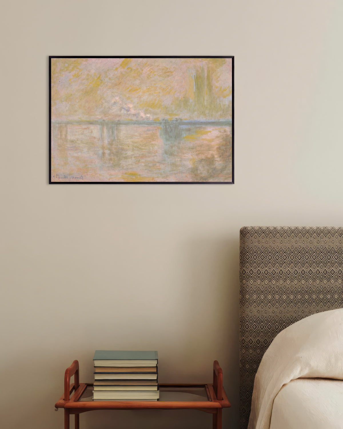 Poster Il ponte di Charing Cross, Londra (circa 1902) di Claude Monet con cornice in metallo
