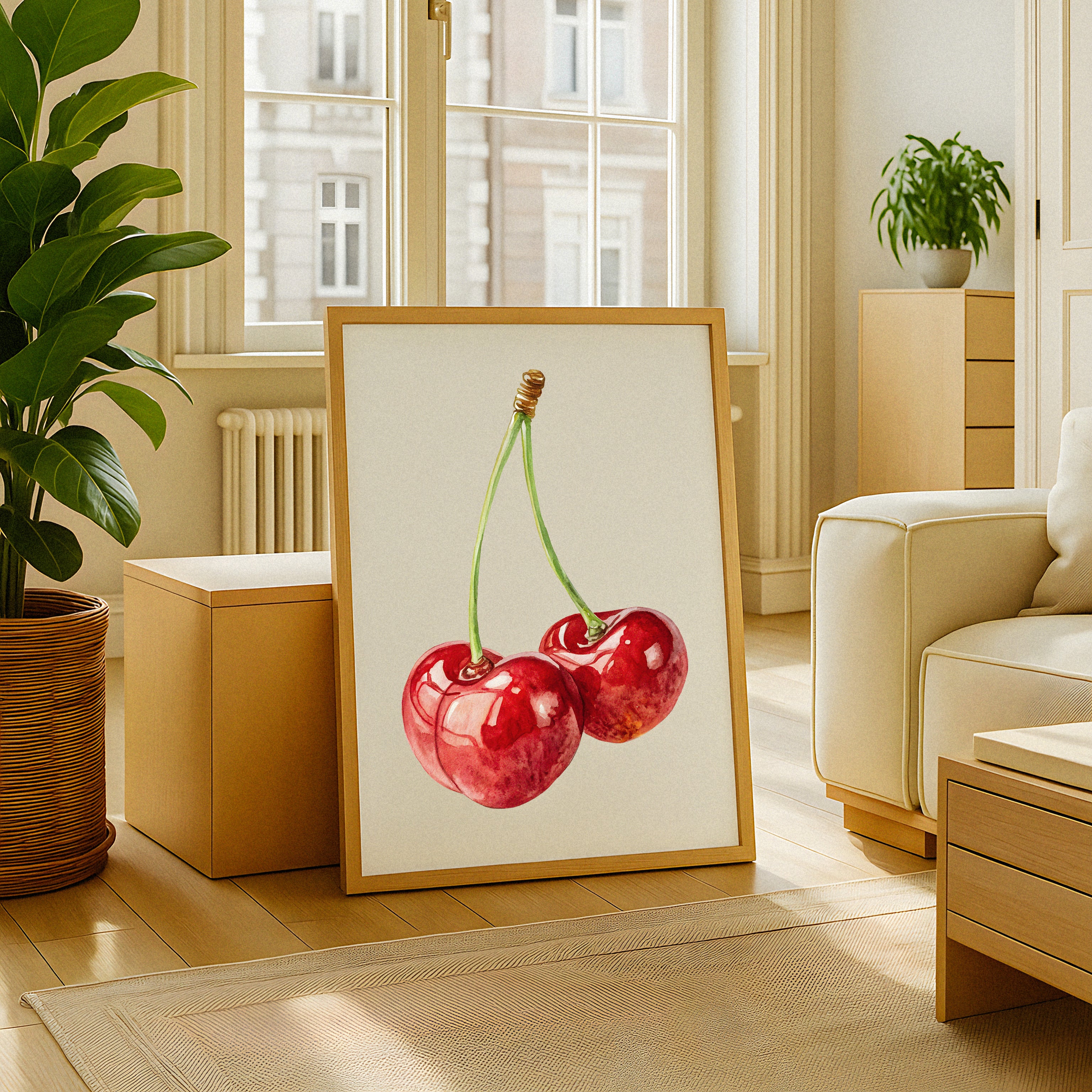 Stampe di Ciliegie ad Acquerello – Poster Decorativo da Parete Frutta