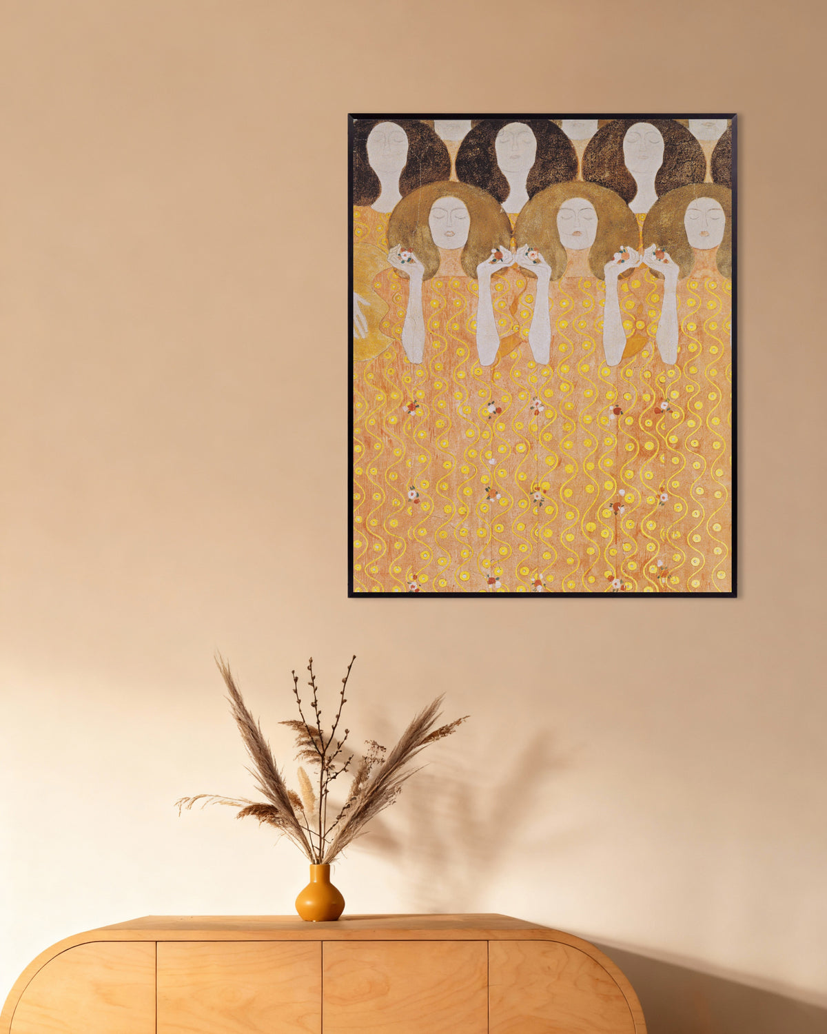 Poster Coro degli angeli del paradiso, Fregio di Beethoven (1902) di Gustav Klimt con cornice in metallo