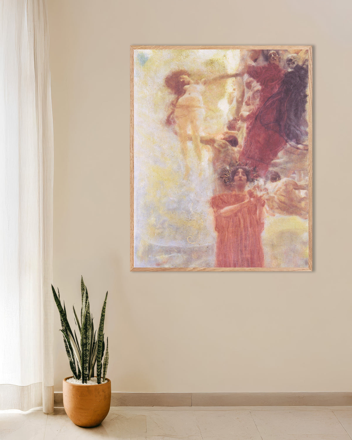 Poster Bozzetto per La Medicina (1897–1898) di Gustav Klimt con cornice in legno naturale