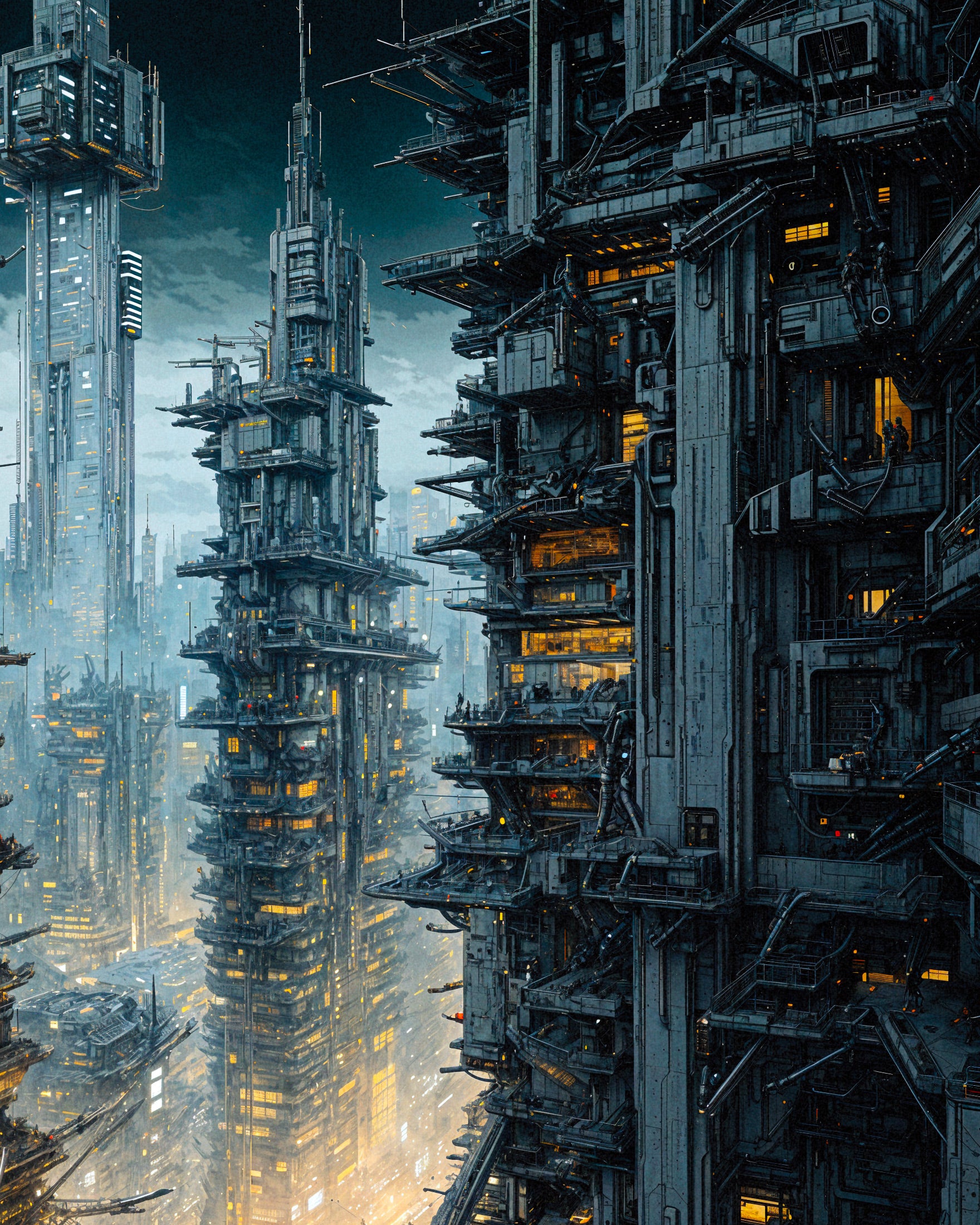 Città cibernetica di notte, fantascienza - Poster