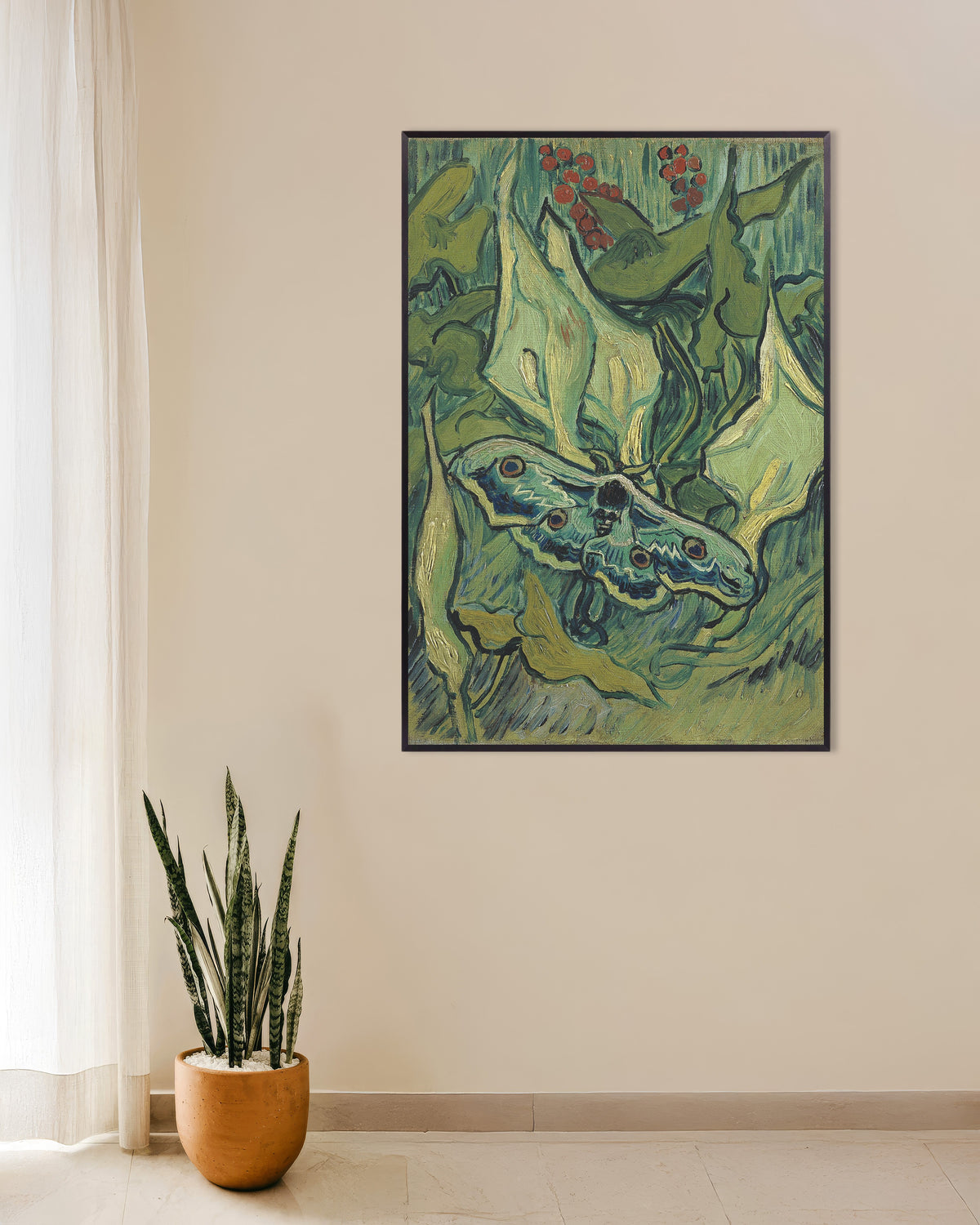 Poster di Falena imperiale (1889) di Vincent van Gogh, con cornice in metallo