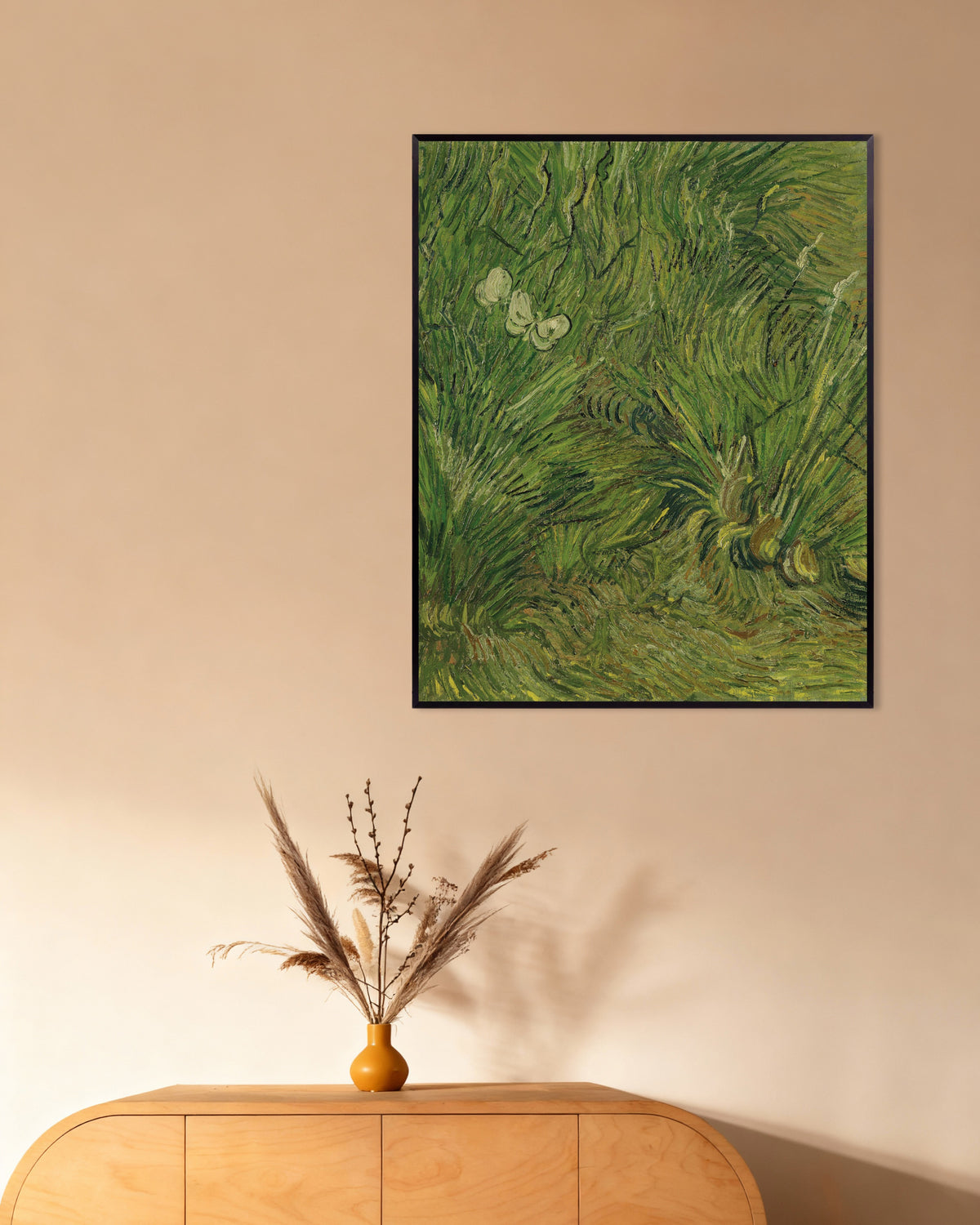 Poster di Giardino con farfalle (1889) di Vincent van Gogh, con cornice in metallo