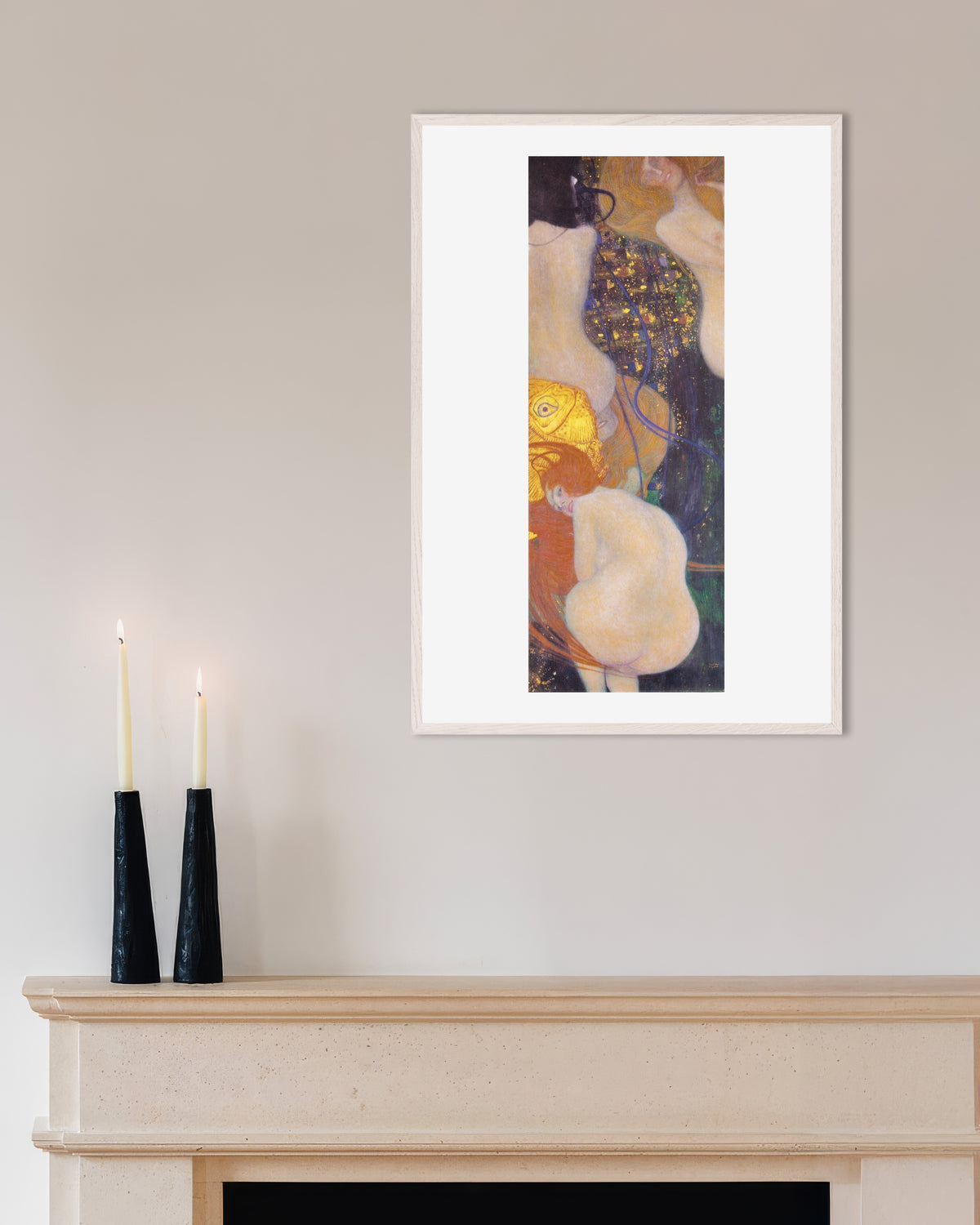 Poster Pesci d'oro (1901–1902) di Gustav Klimt con cornice in legno bianco