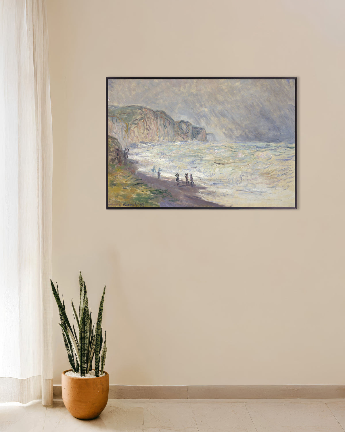 Poster Mare grosso a Pourville (1897) di Claude Monet con cornice in metallo