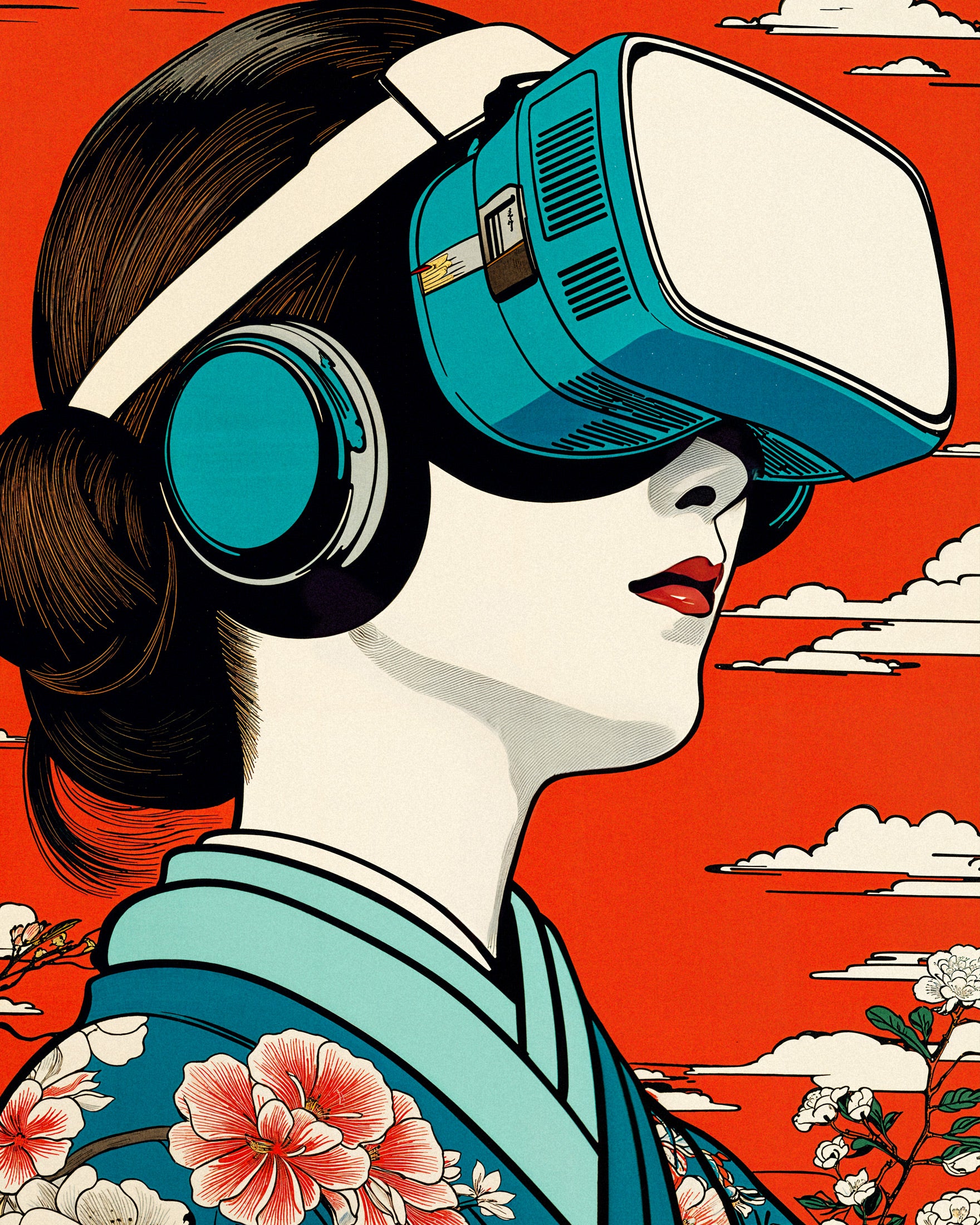 Poster "Geisha VR" - Omaggio a Hiroshige x Tecnologia Moderna