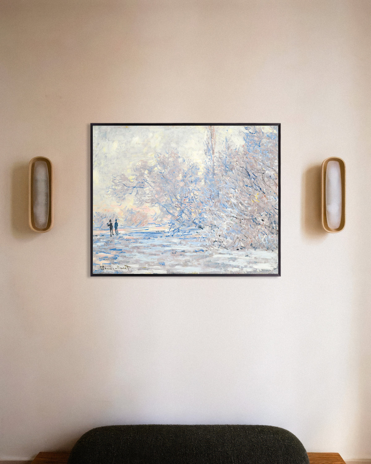 Poster Brina a Giverny (1885) di Claude Monet con cornice in metallo
