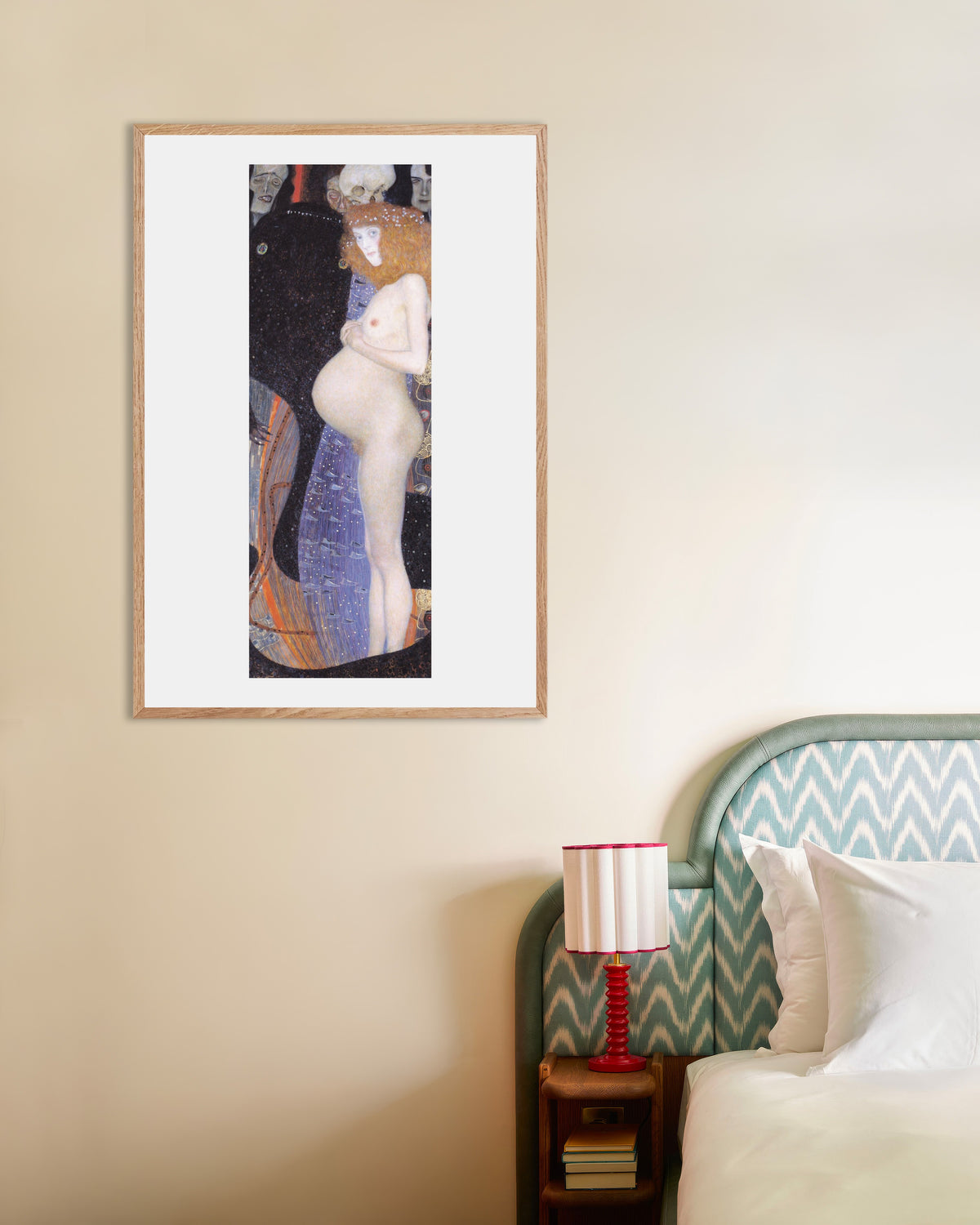 Poster La speranza I (1903) di Gustav Klimt con cornice in legno naturale
