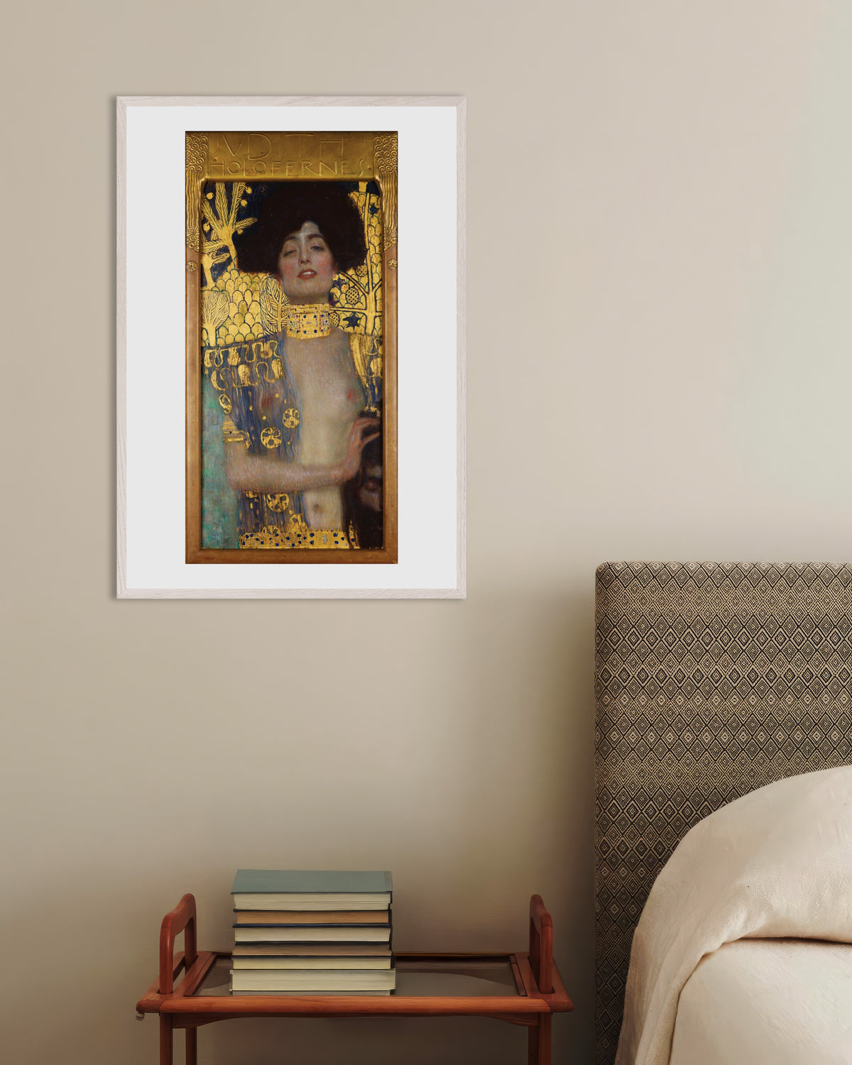 Poster Giuditta I (1901) di Gustav Klimt con cornice in legno bianco