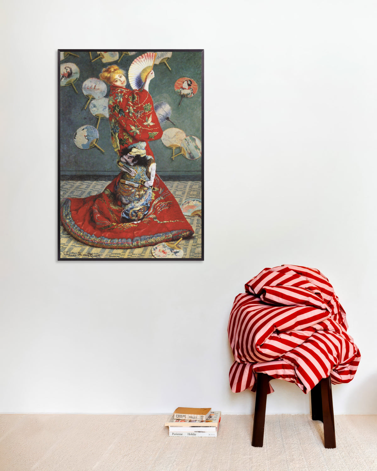 Poster La Japonaise, Camille Monet in costume giapponese (1876) di Claude Monet con cornice in metallo