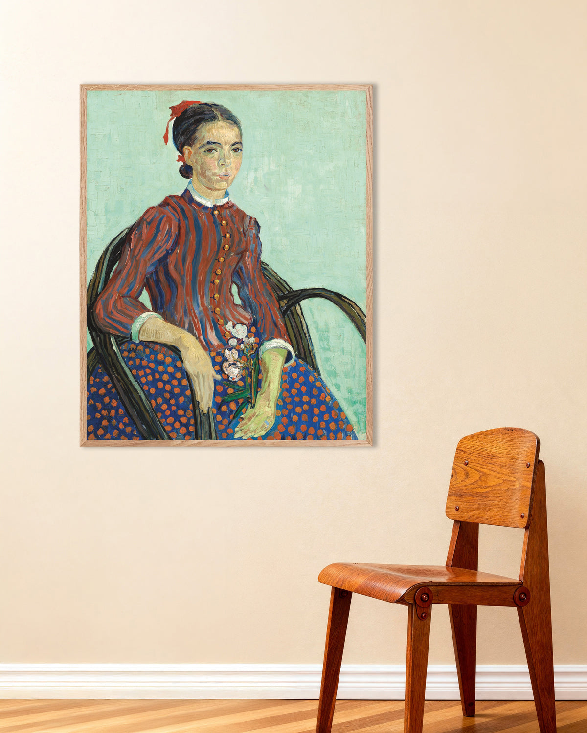 Poster La Mousmé (1888) di Vincent van Gogh, con cornice in legno naturale