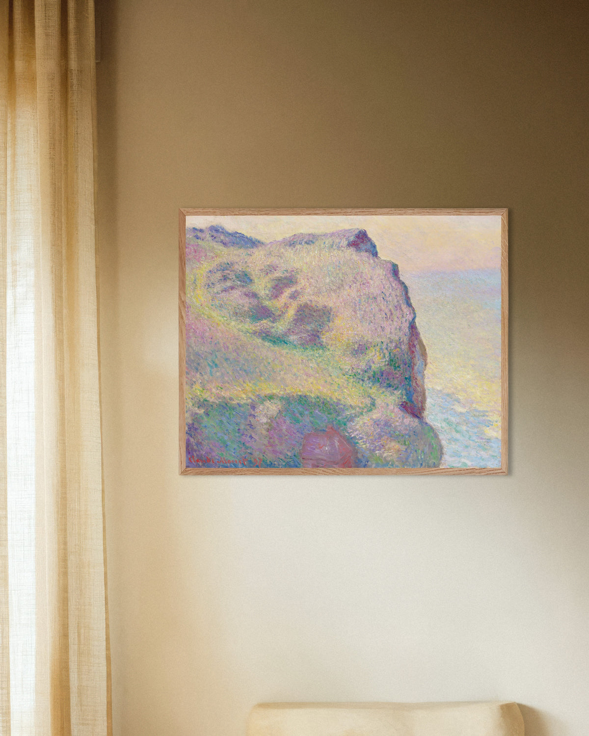 Poster La Pointe du Petit Ailly (1897) di Claude Monet con cornice in legno naturale