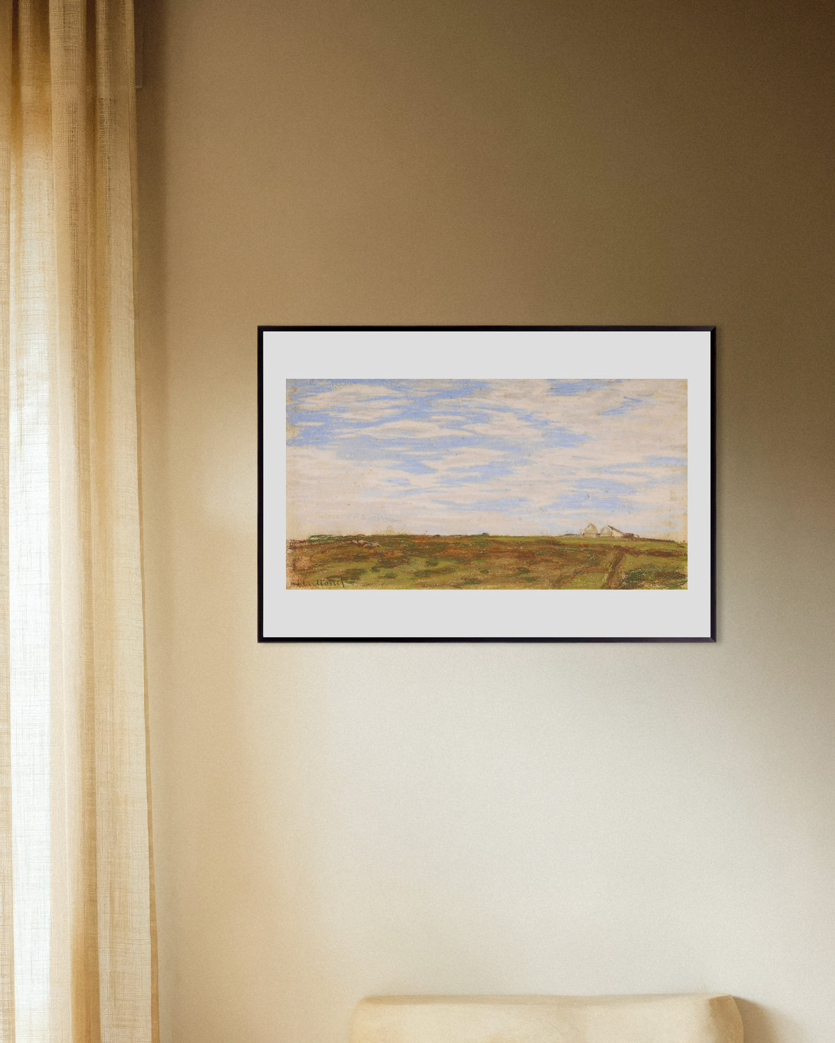 Poster Paesaggio (1864–1866) di Claude Monet con cornice in metallo