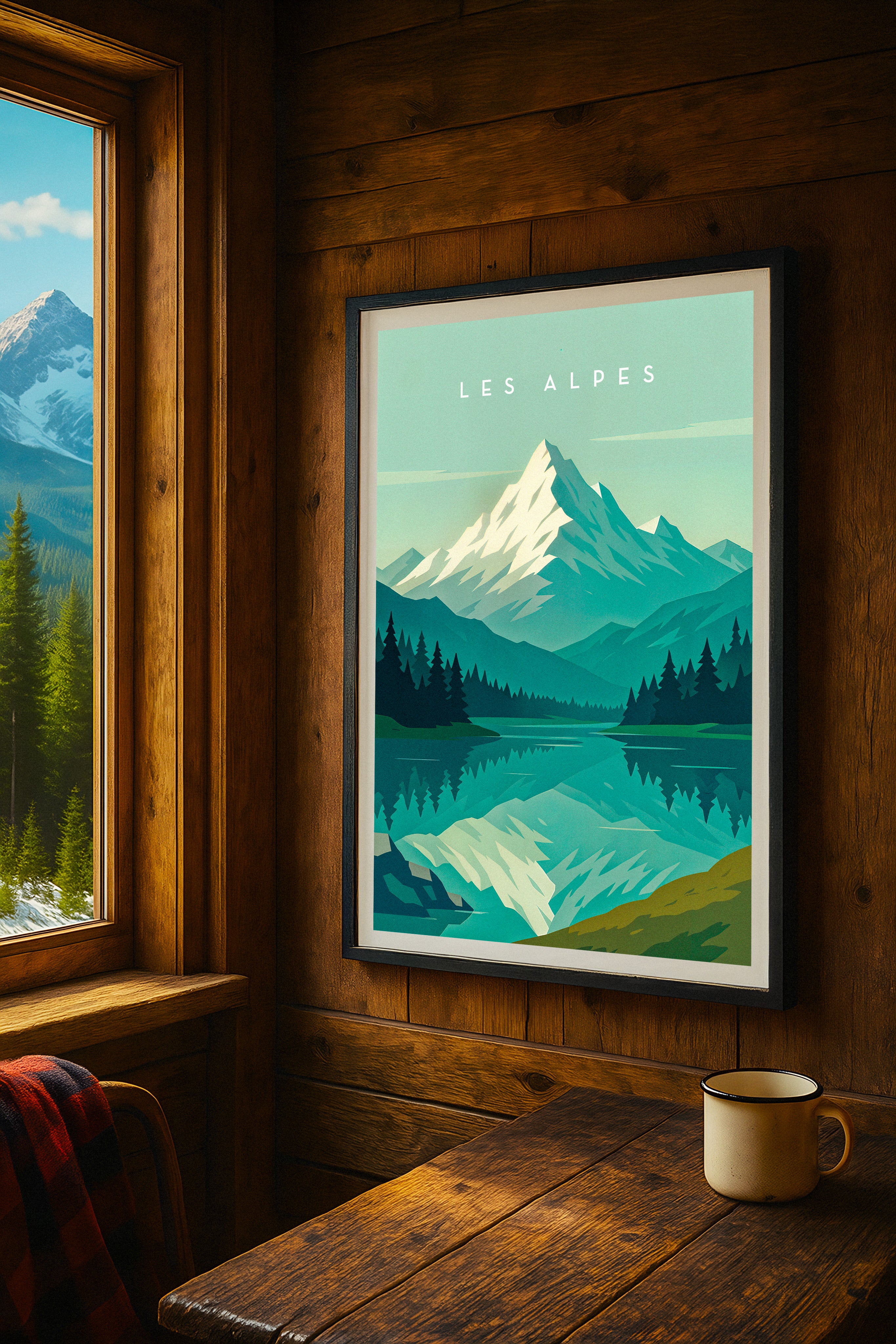 Les alpes, mountain poster landscape view