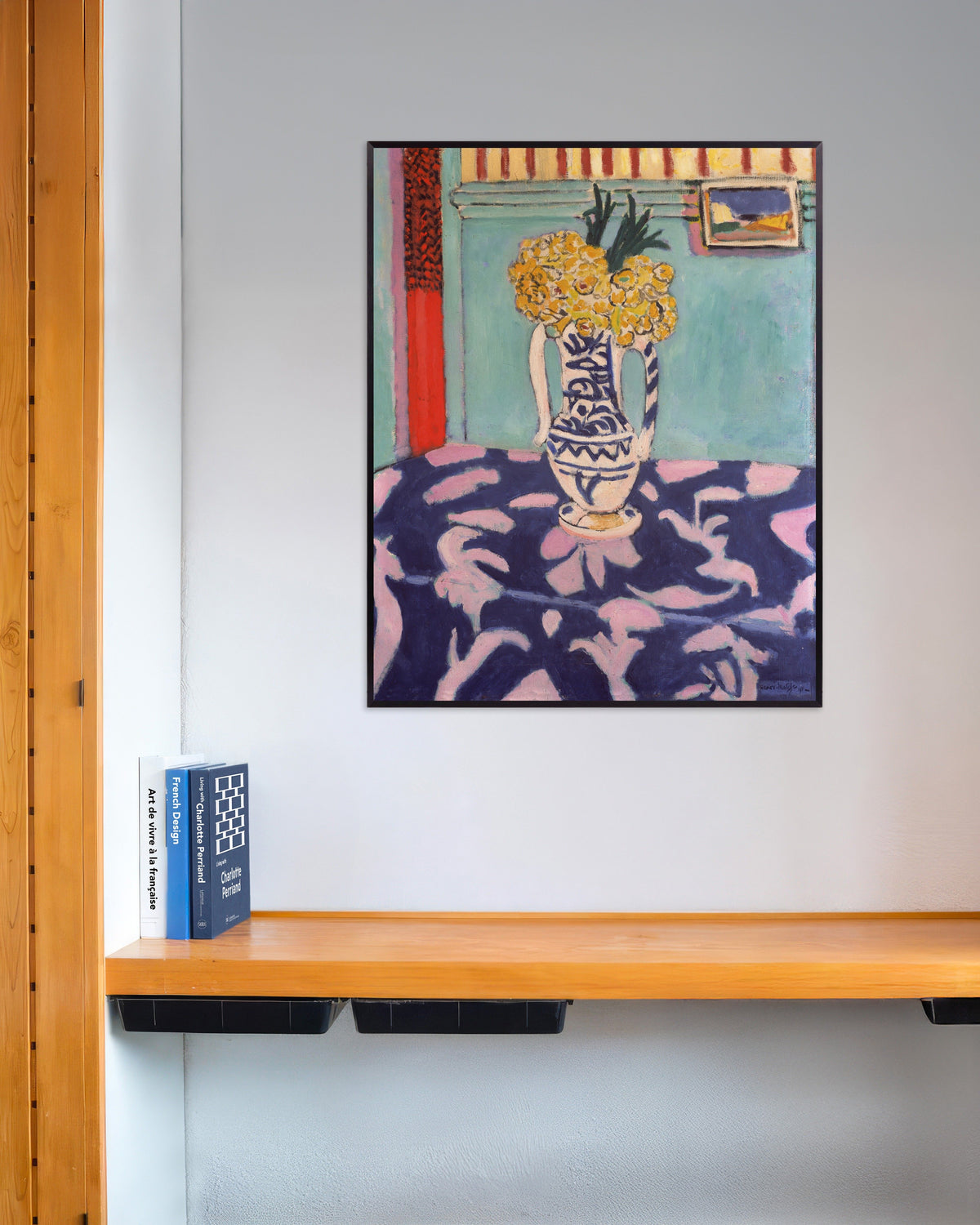 Poster Cuculi, tappeto blu e rosa (1911) di Henri Matisse, con cornice in metallo