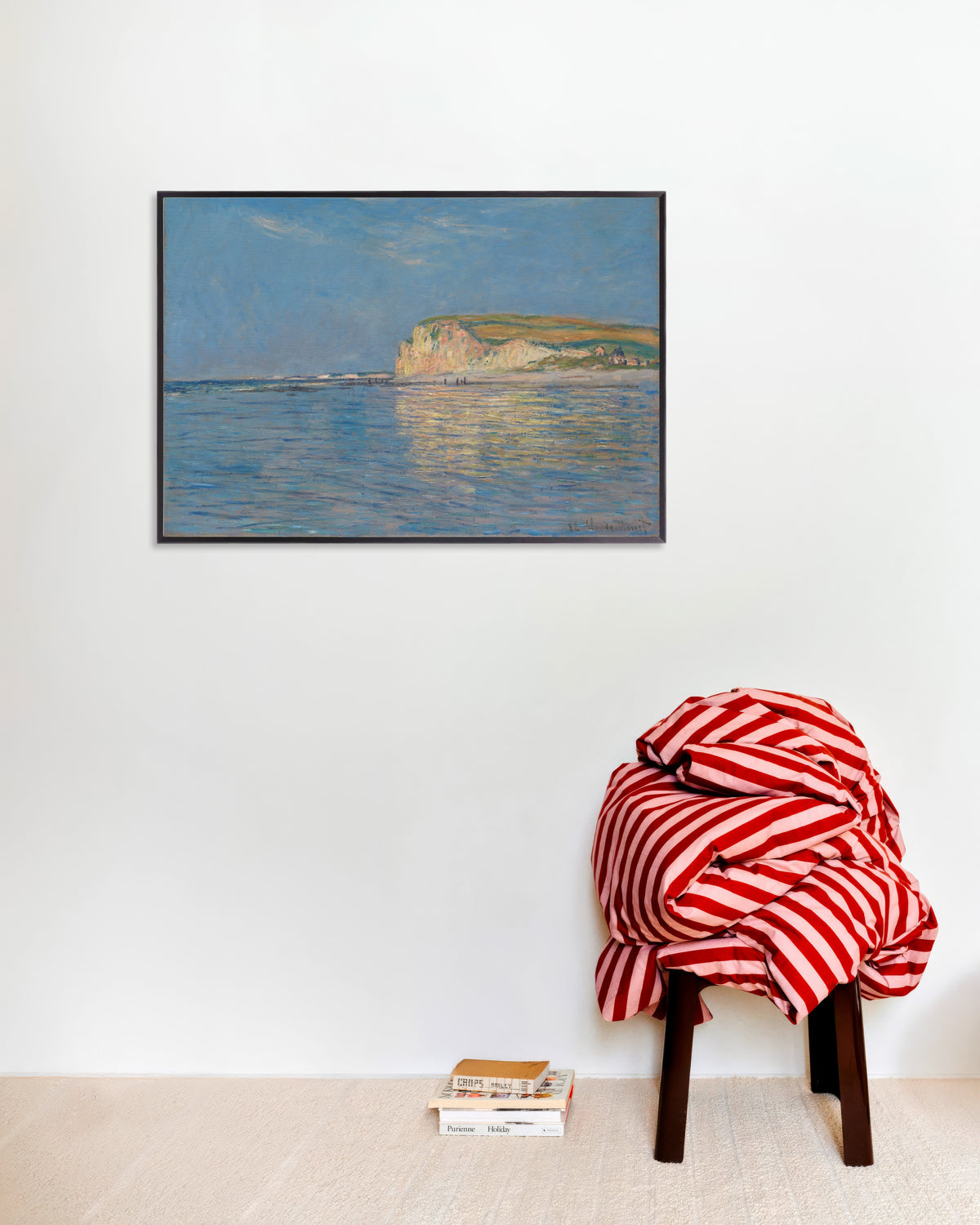 Poster Bassa marea a Pourville, vicino a Dieppe (1882) di Claude Monet con cornice in metallo