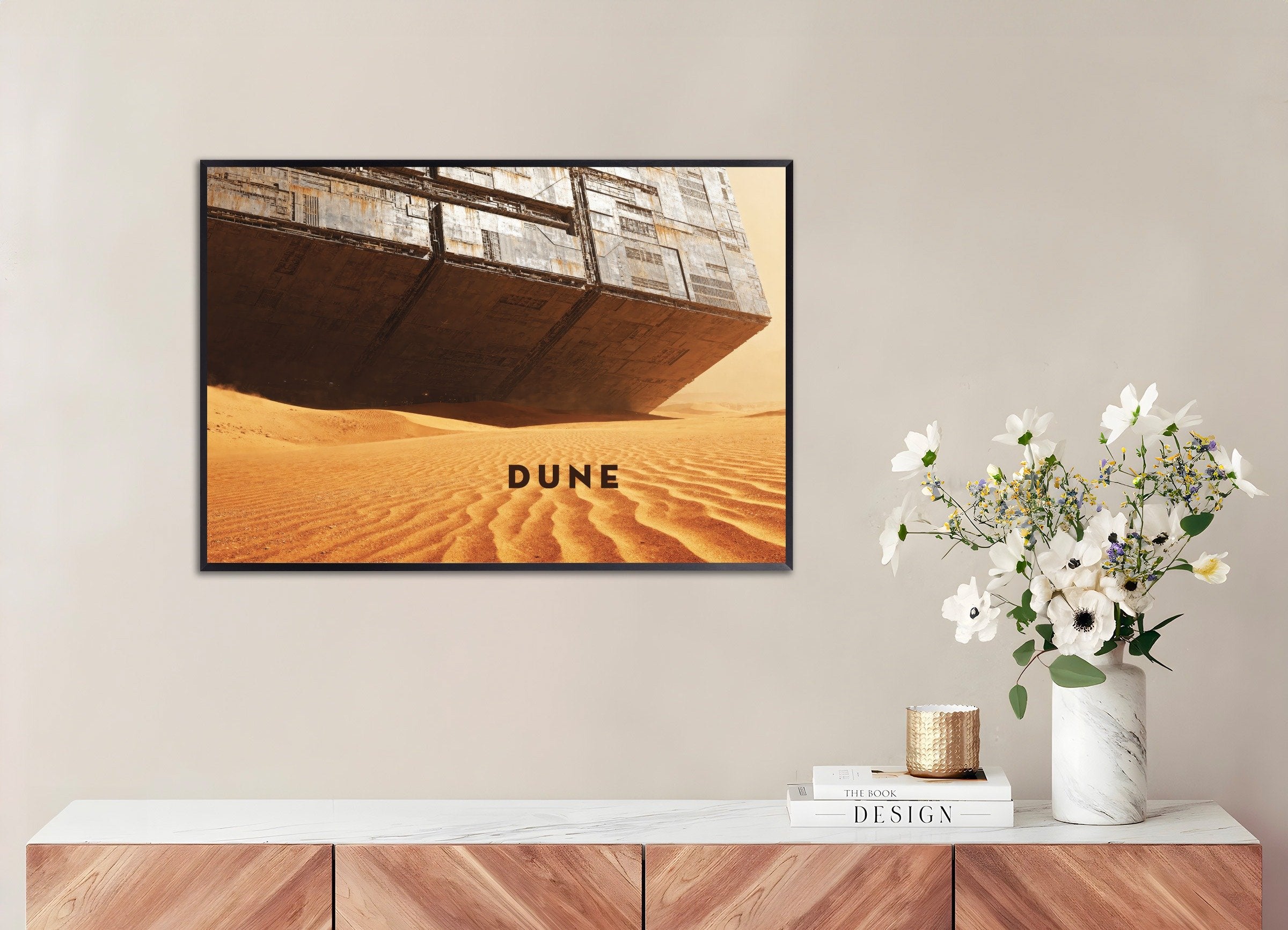 Poster of Massive Desert Structure - Dune Poster, Sci-Fi Sand Art Print, with metal frame