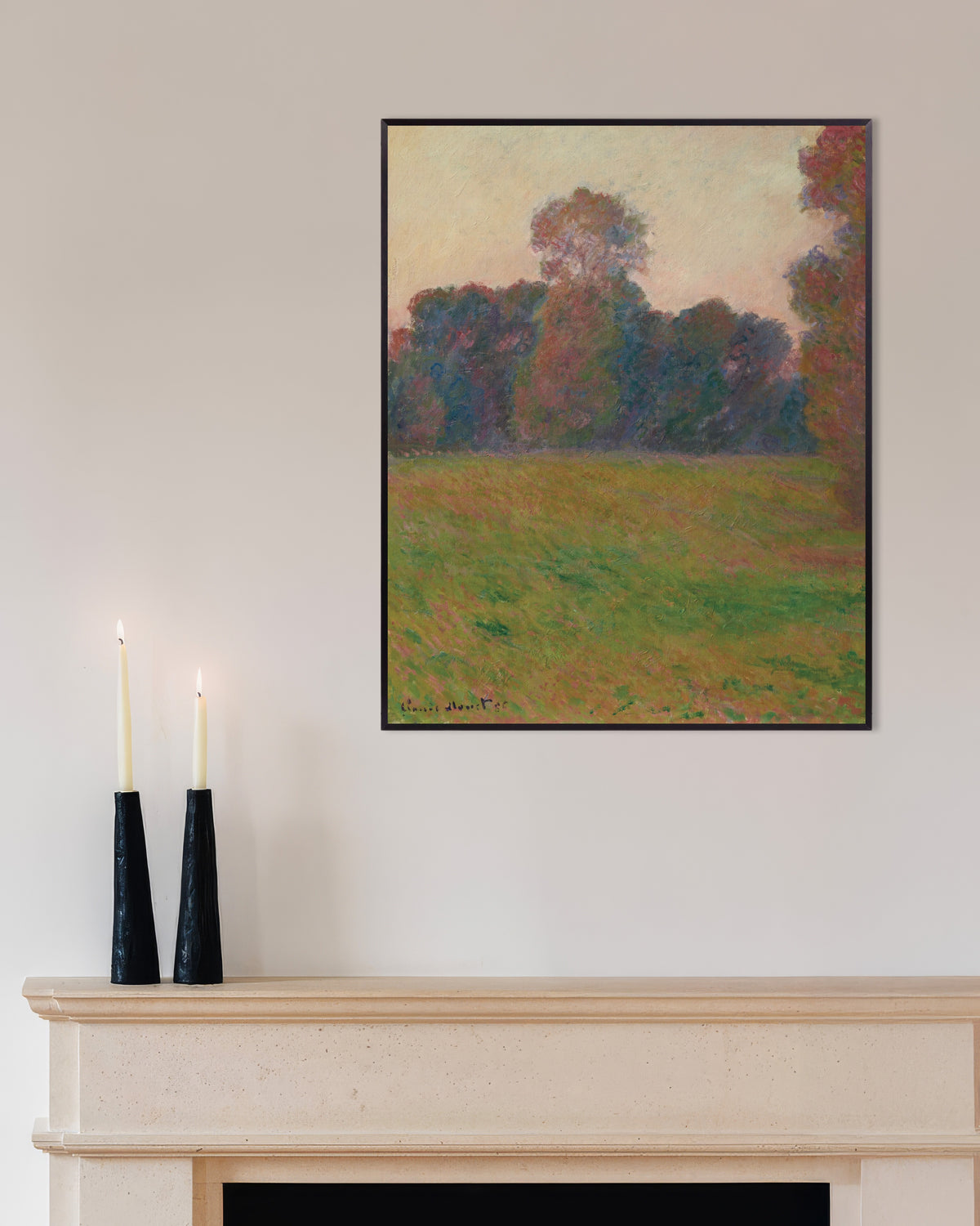 Poster Prato a Giverny (1886) di Claude Monet con cornice in metallo