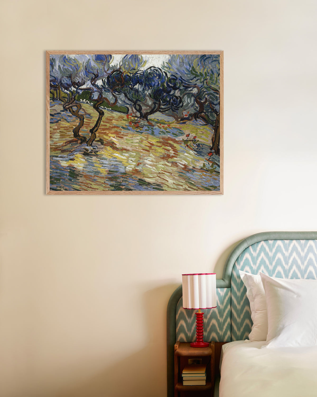 Poster Ulivi (1889) di Vincent van Gogh con cornice in legno naturale