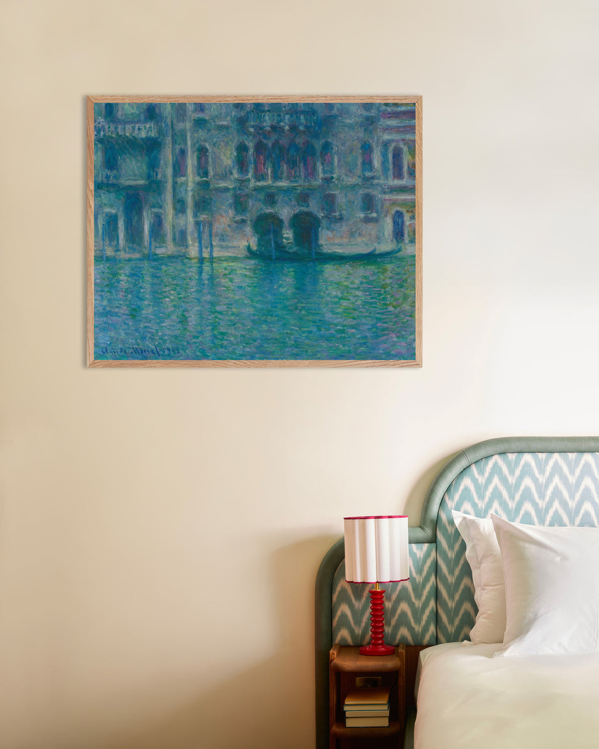 Poster Palazzo da Mula, Venezia (1908) di Claude Monet con cornice in legno naturale