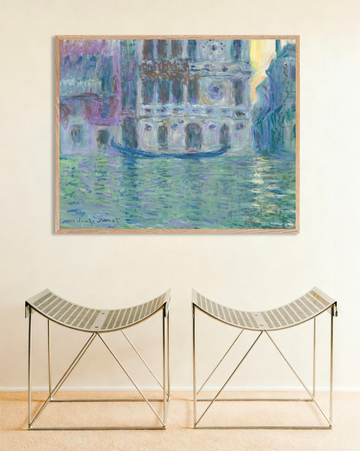 Poster Palazzo Dario (1908) di Claude Monet con cornice in legno naturale