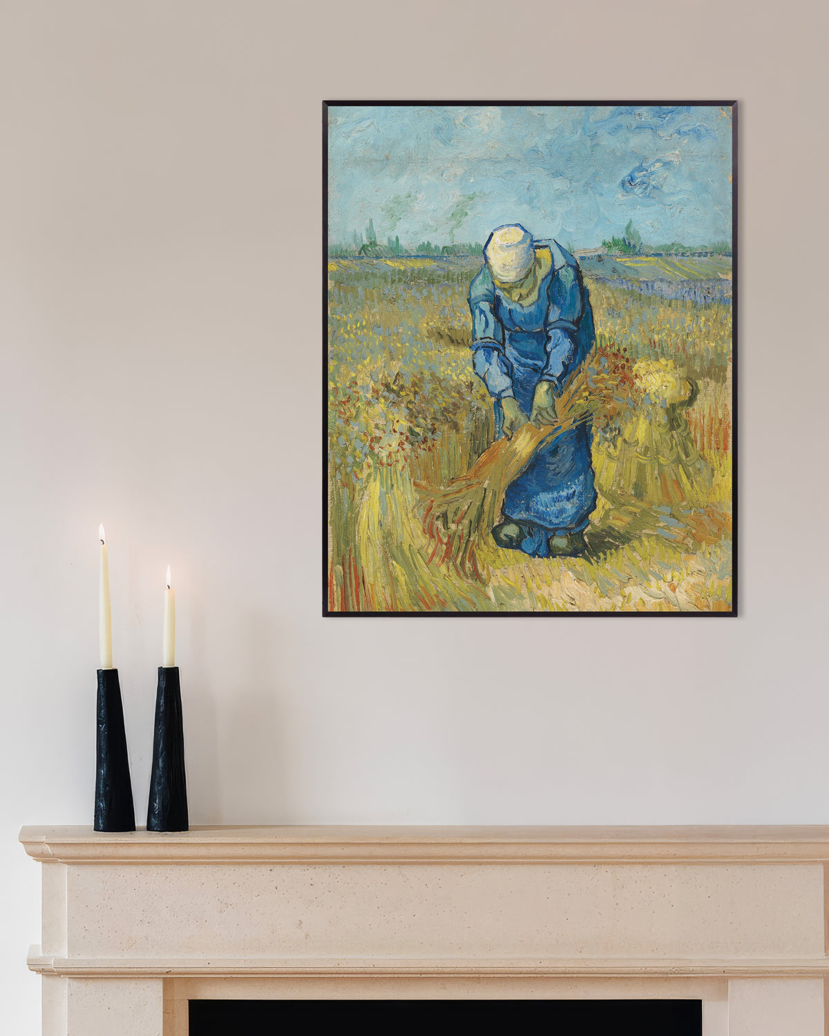 Poster di Donna contadina che lega i covoni, da Millet (1889), di Vincent van Gogh, con cornice in metallo