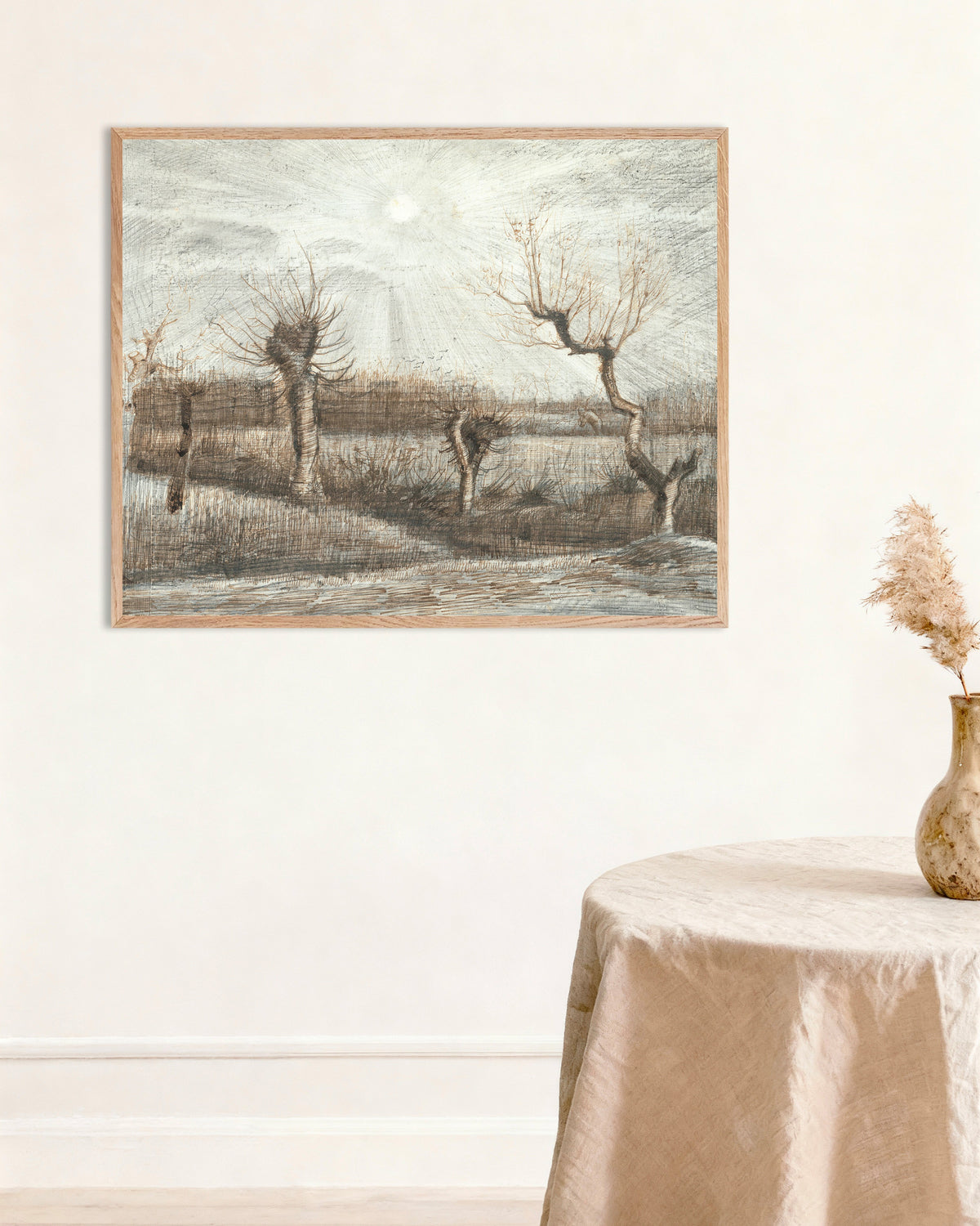 Poster di Salici potati (1884) di Vincent van Gogh, con cornice in legno naturale