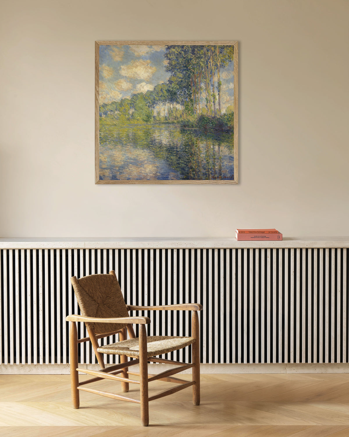 Poster Pioppi sull'Epte (1891) di Claude Monet con cornice in legno naturale