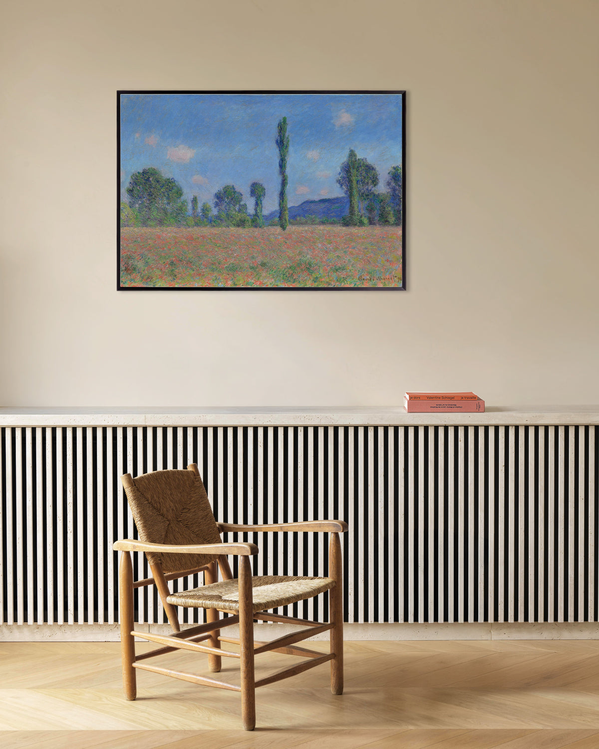 Poster Campo di papaveri, Giverny (1890) di Claude Monet con cornice in metallo
