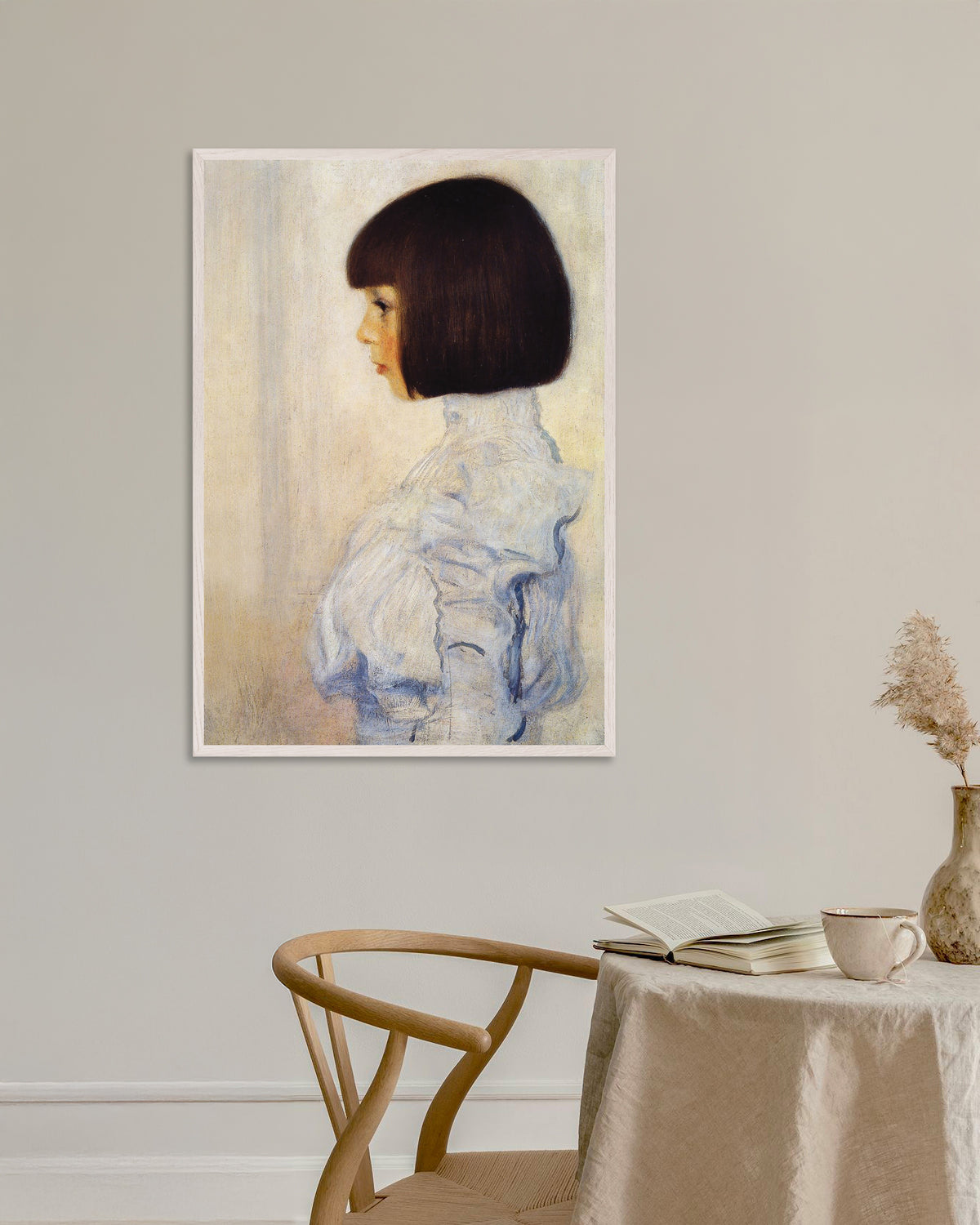 Poster Ritratto di Helene Klimt (1898) di Gustav Klimt con cornice in legno bianco